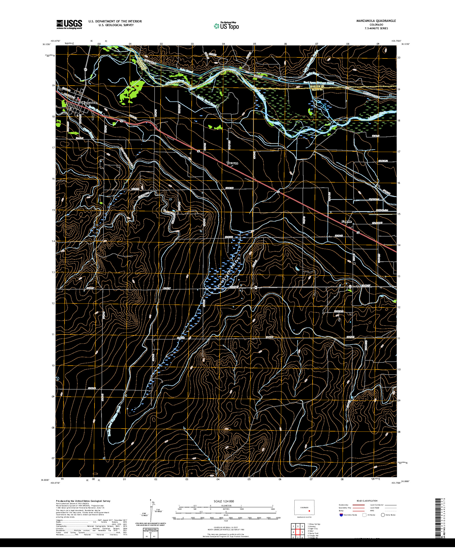 US TOPO 7.5-MINUTE MAP FOR MANZANOLA, CO