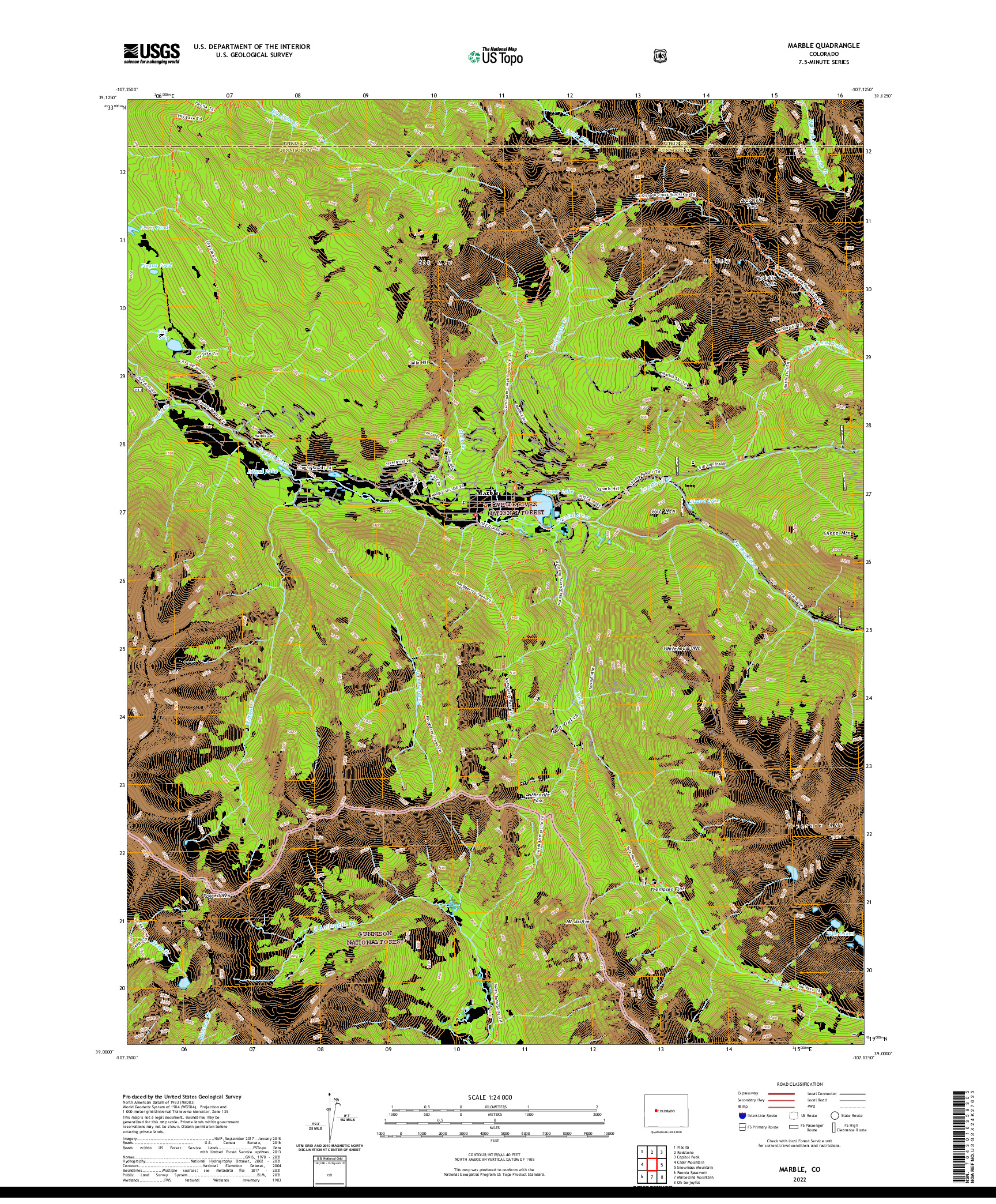 US TOPO 7.5-MINUTE MAP FOR MARBLE, CO