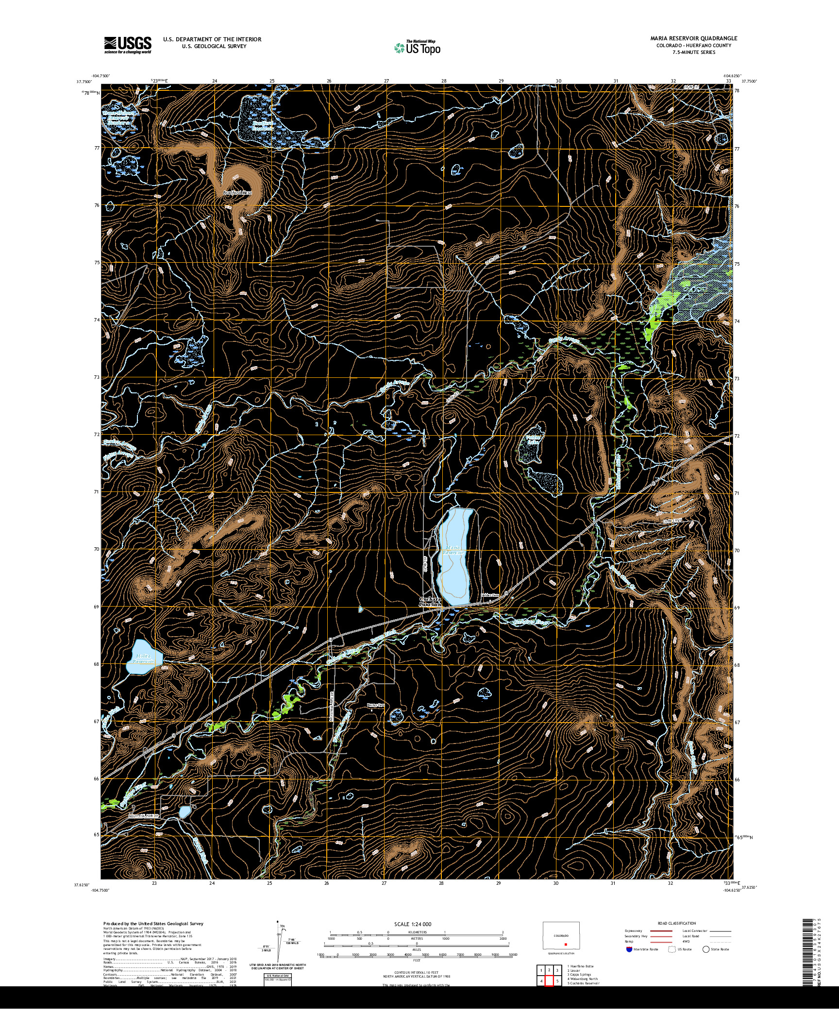 US TOPO 7.5-MINUTE MAP FOR MARIA RESERVOIR, CO