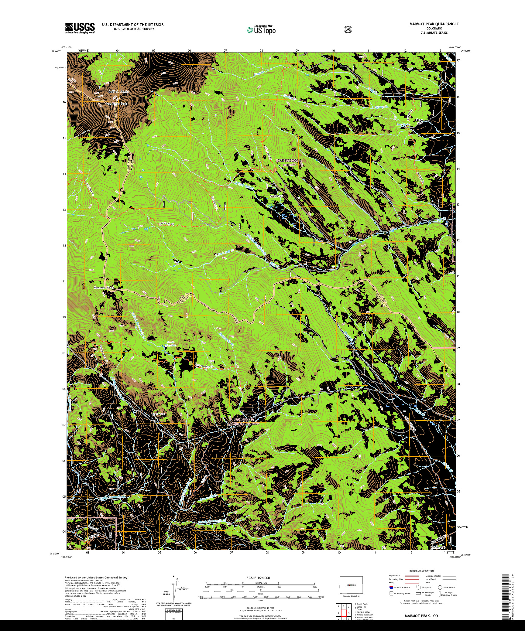 US TOPO 7.5-MINUTE MAP FOR MARMOT PEAK, CO