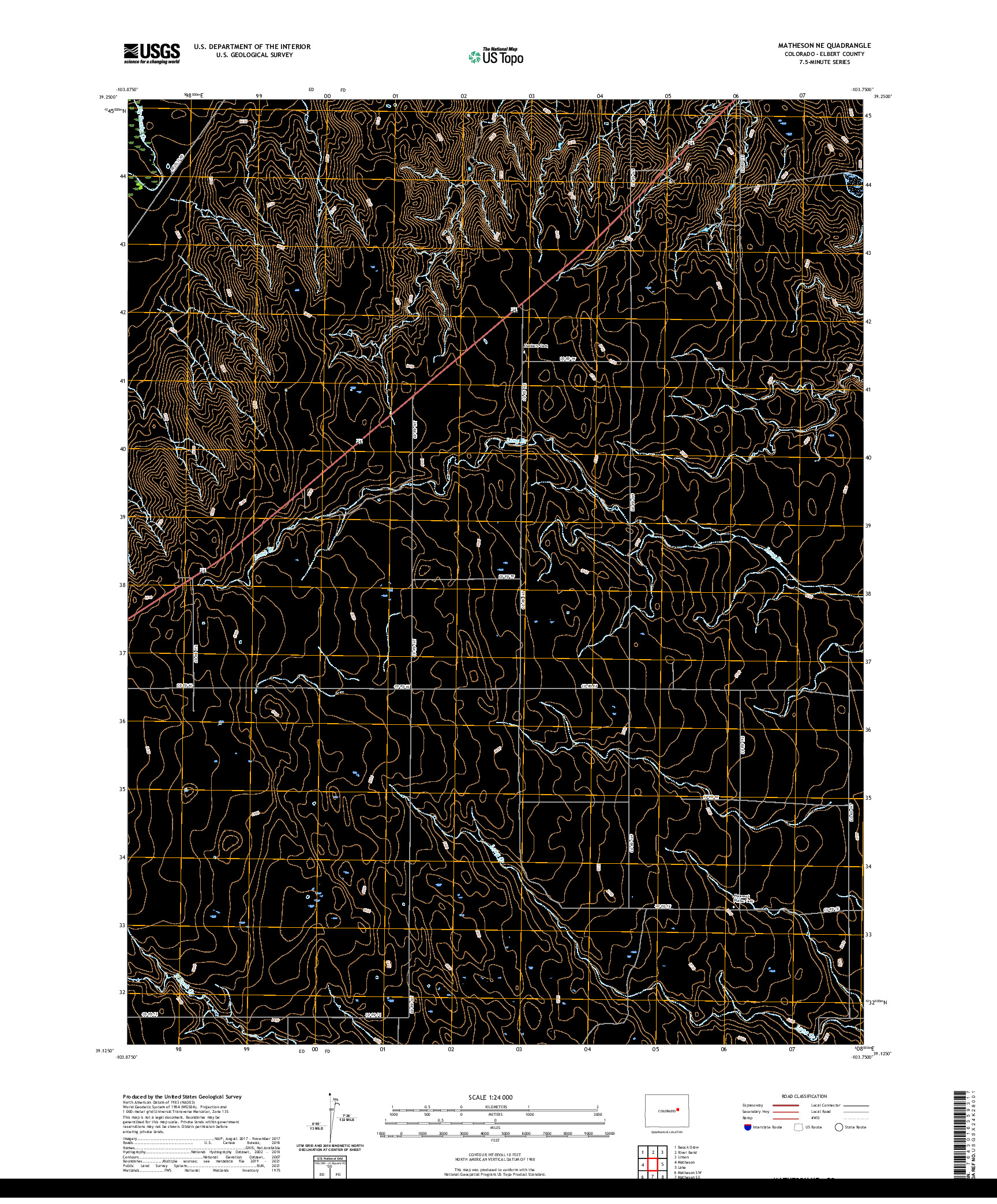 US TOPO 7.5-MINUTE MAP FOR MATHESON NE, CO