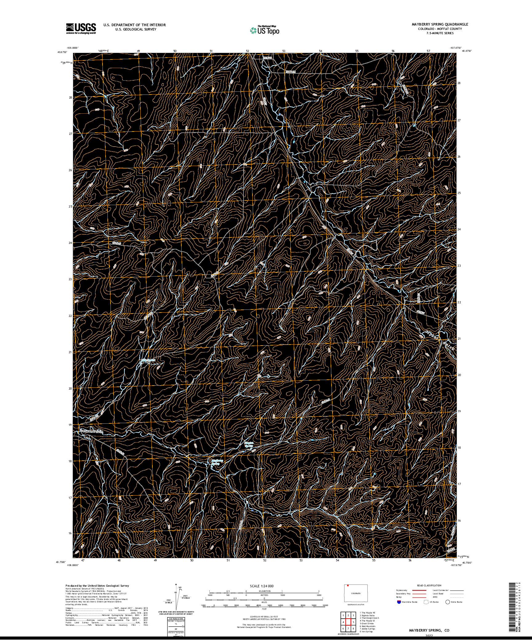 US TOPO 7.5-MINUTE MAP FOR MAYBERRY SPRING, CO