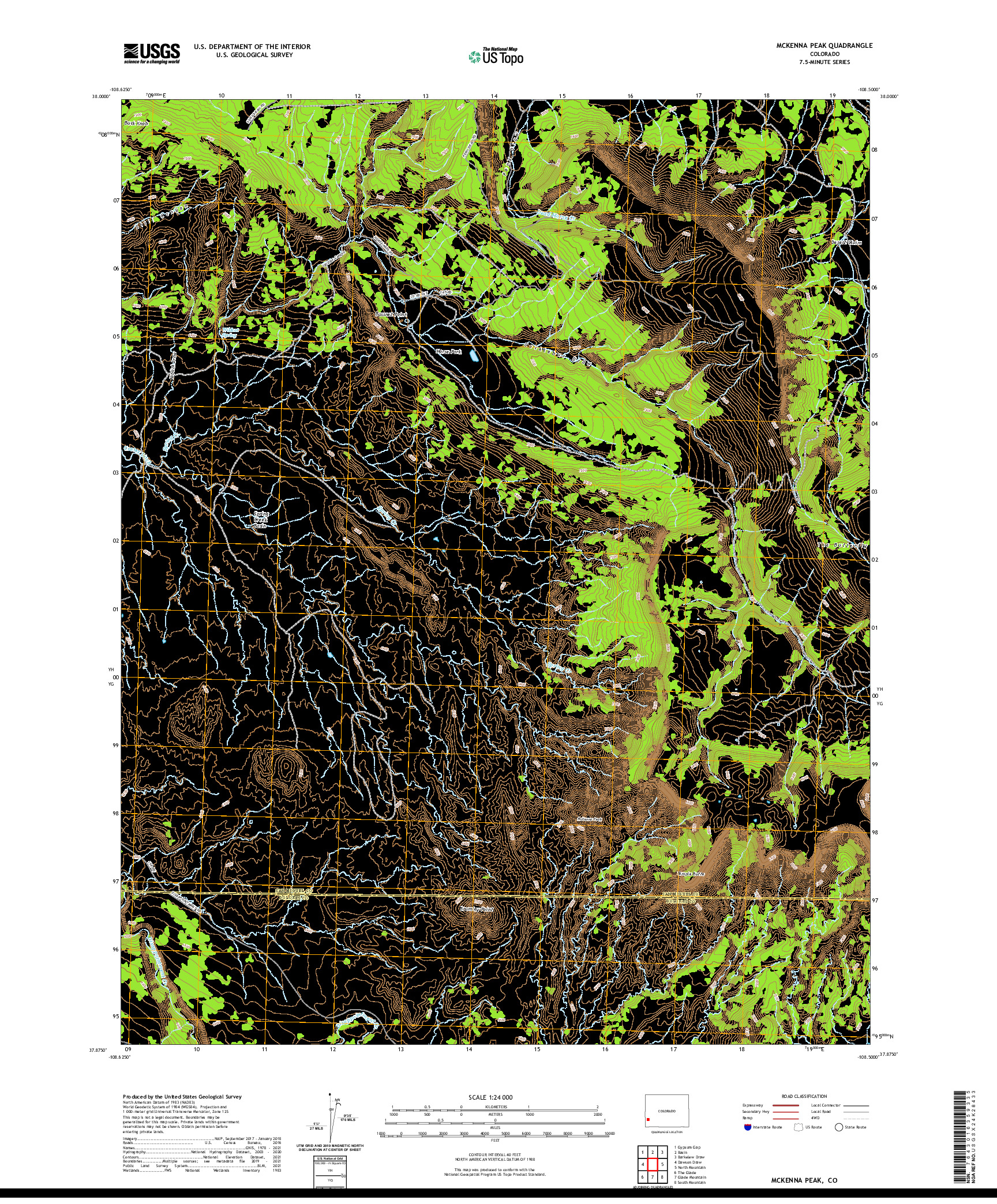 US TOPO 7.5-MINUTE MAP FOR MCKENNA PEAK, CO