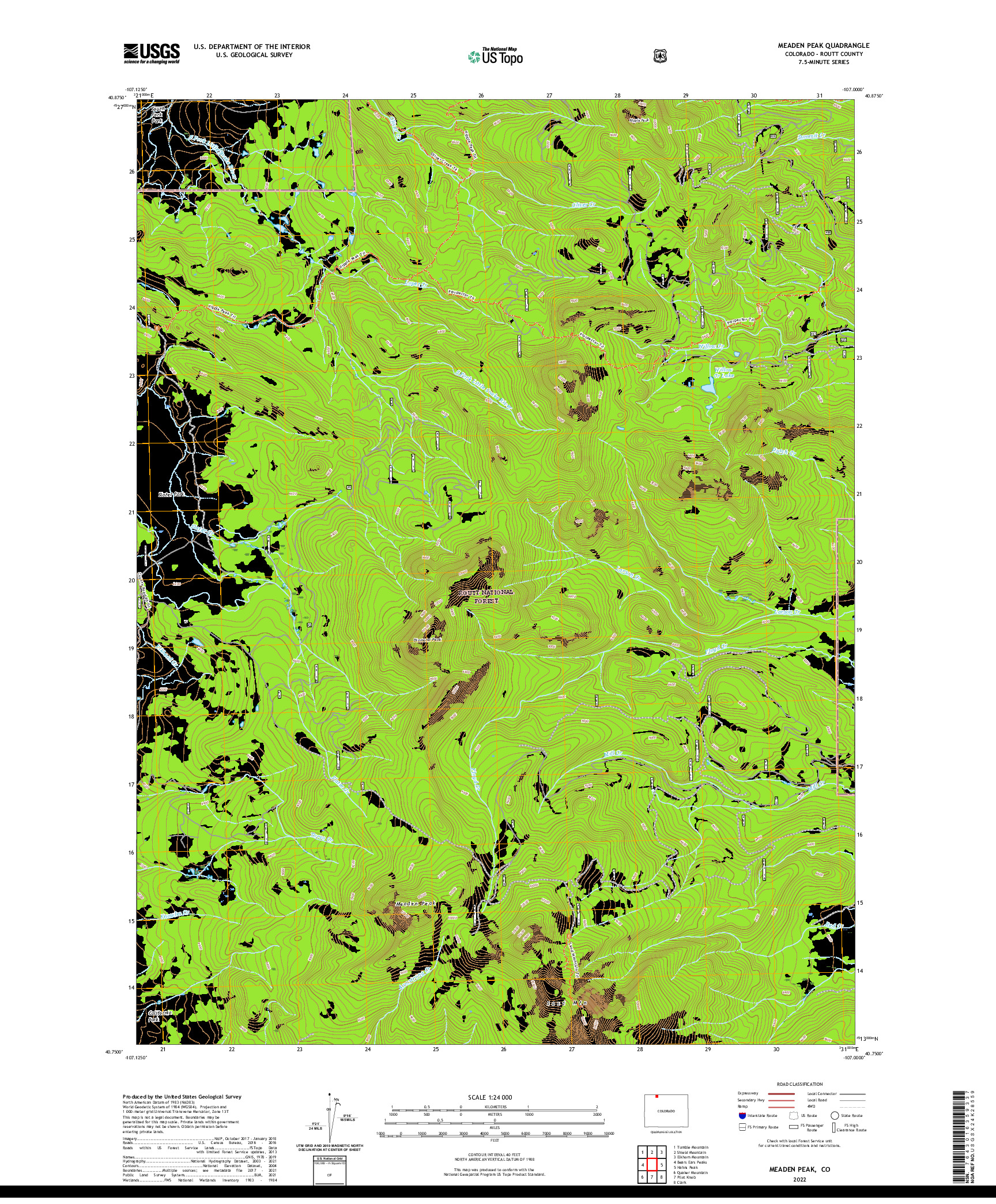 US TOPO 7.5-MINUTE MAP FOR MEADEN PEAK, CO