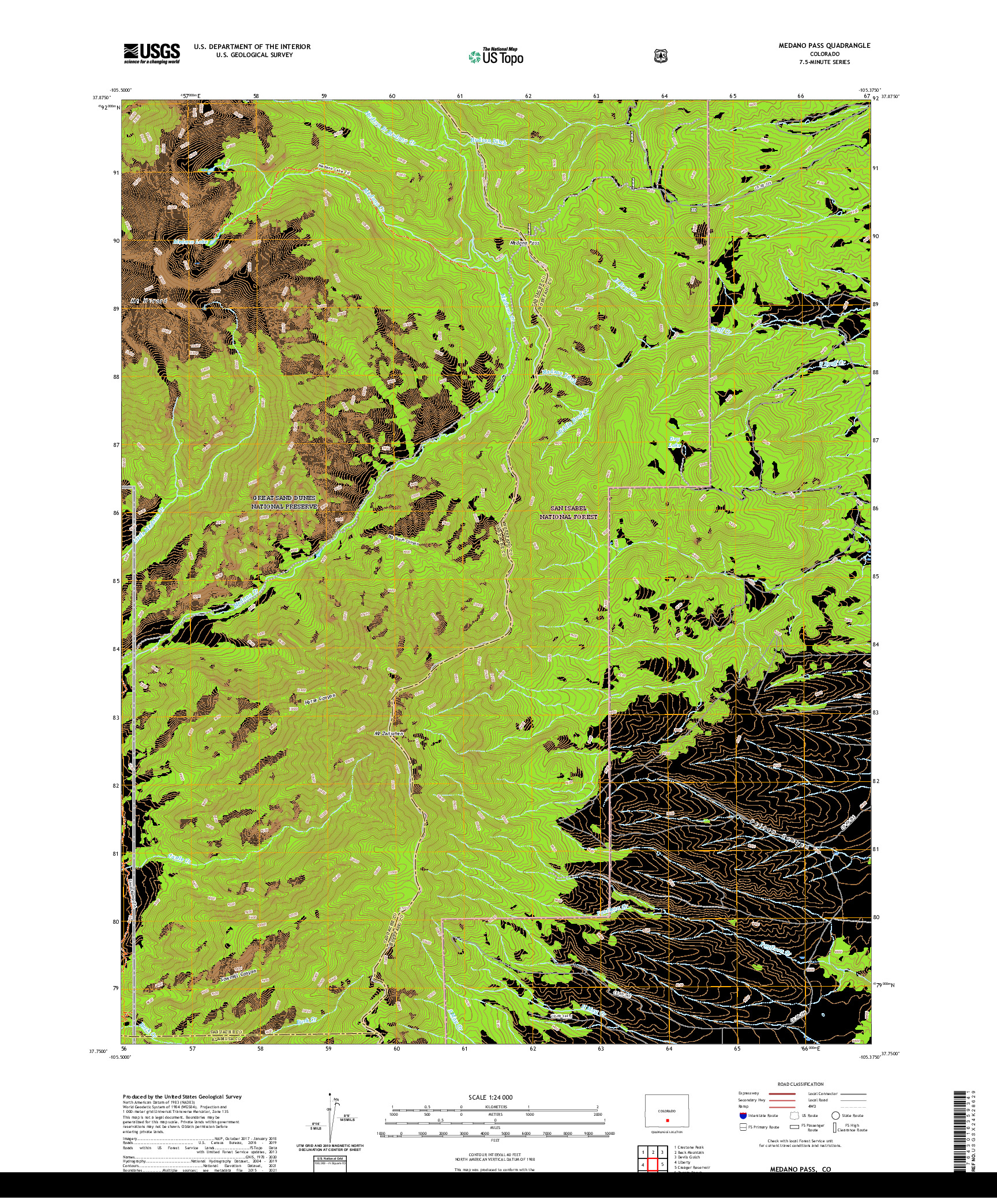 US TOPO 7.5-MINUTE MAP FOR MEDANO PASS, CO