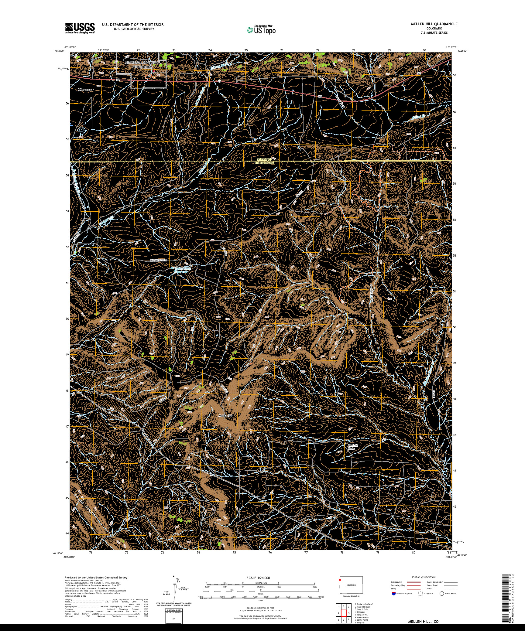 US TOPO 7.5-MINUTE MAP FOR MELLEN HILL, CO