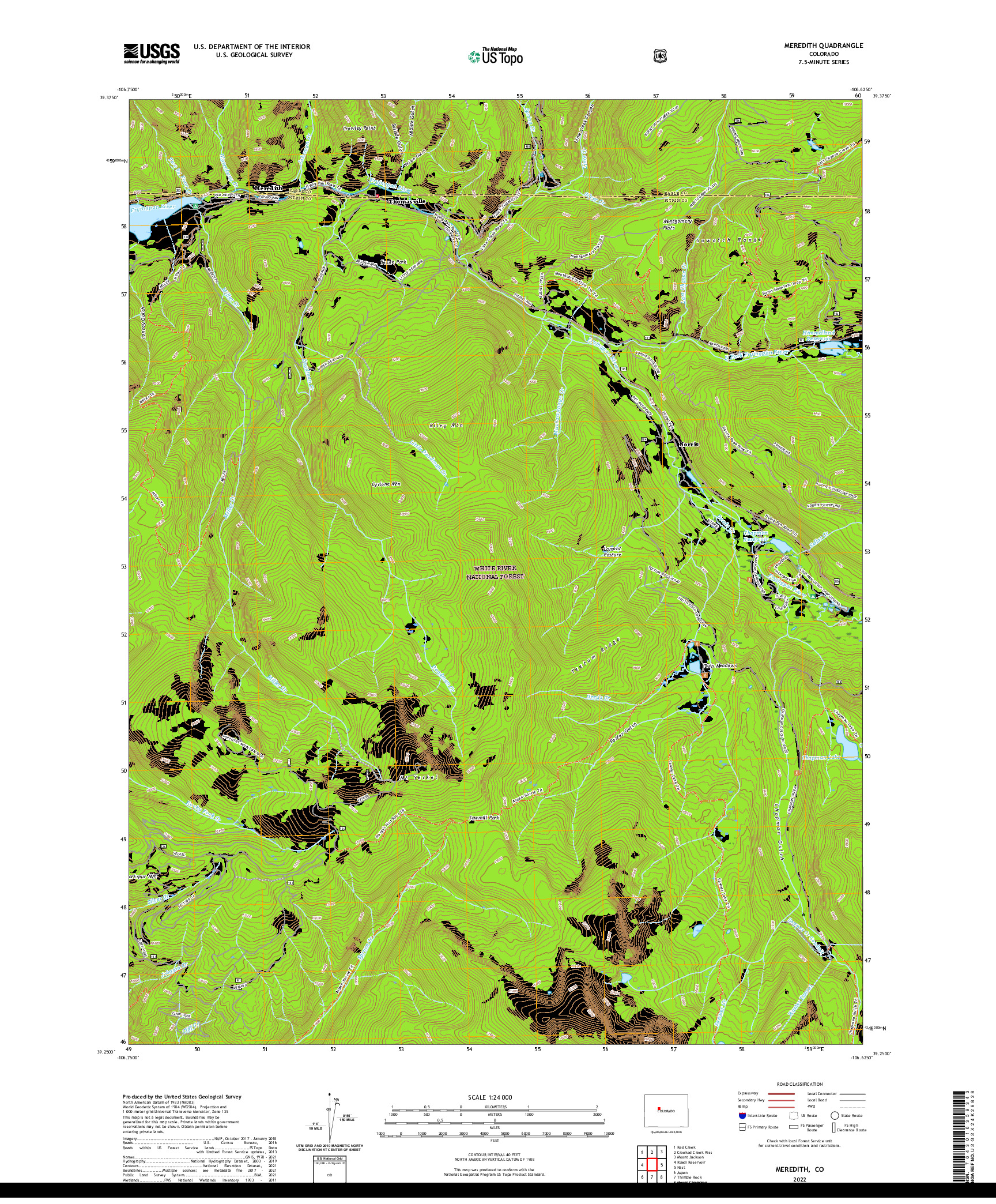 US TOPO 7.5-MINUTE MAP FOR MEREDITH, CO