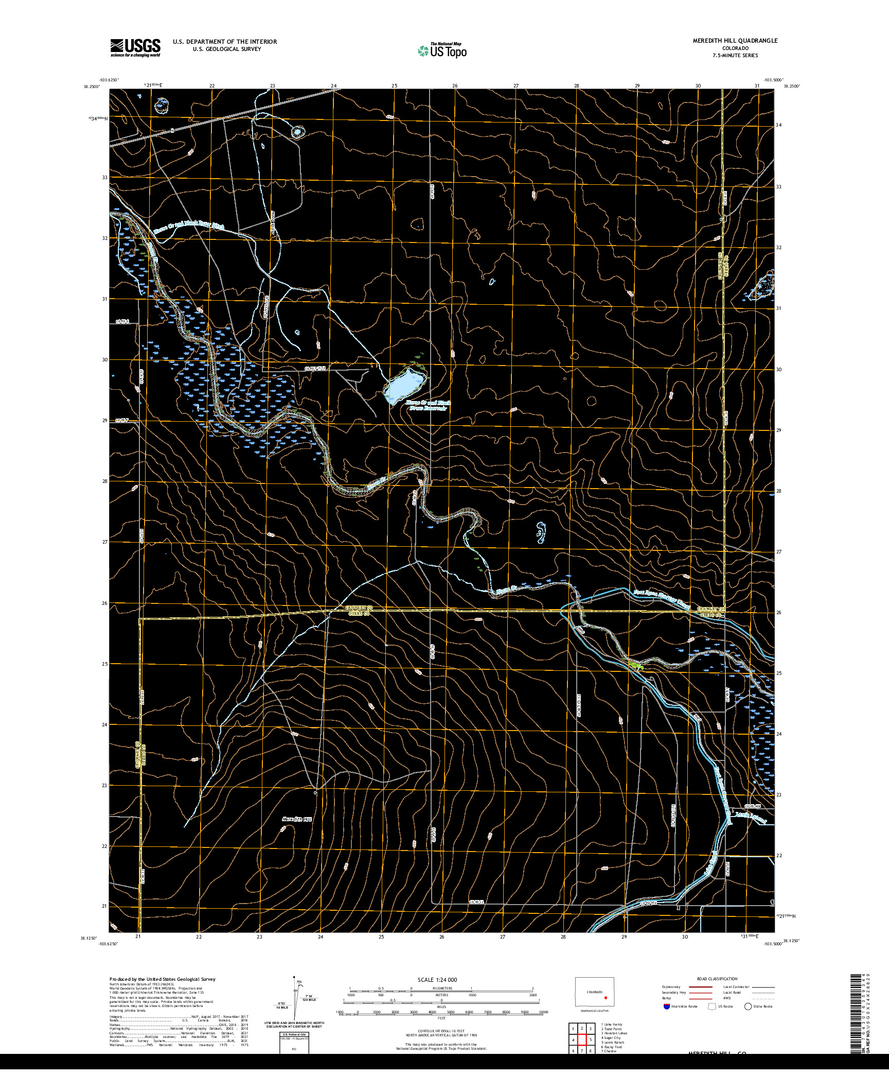 US TOPO 7.5-MINUTE MAP FOR MEREDITH HILL, CO