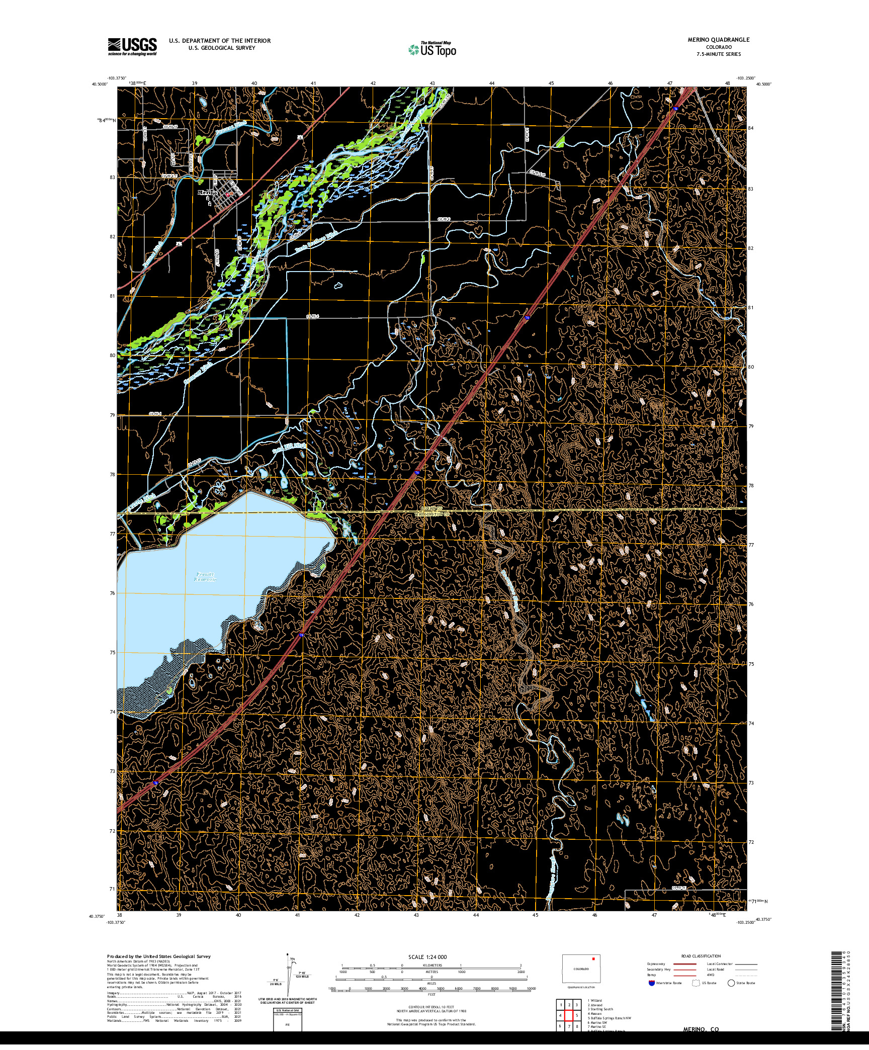 US TOPO 7.5-MINUTE MAP FOR MERINO, CO