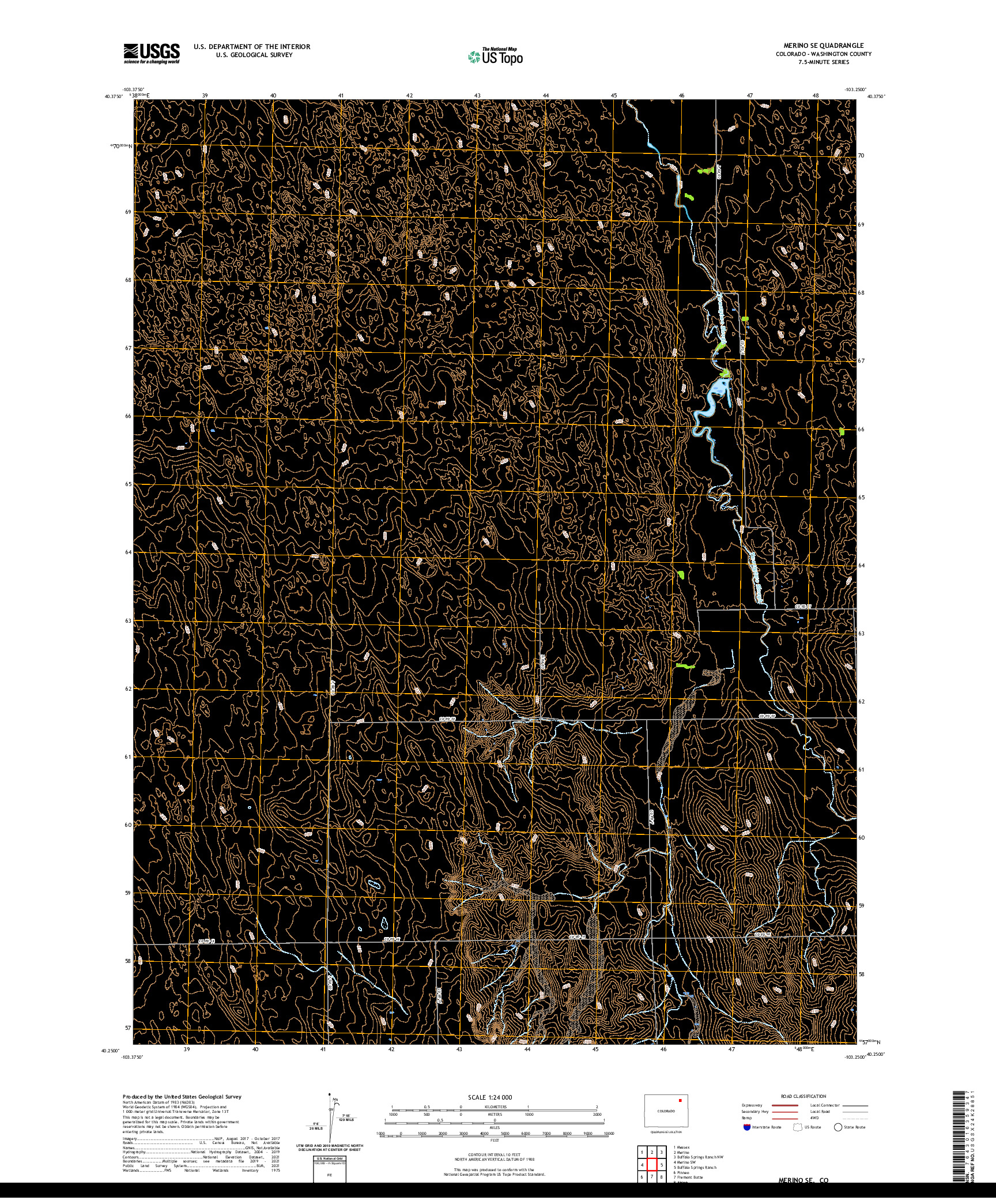 US TOPO 7.5-MINUTE MAP FOR MERINO SE, CO