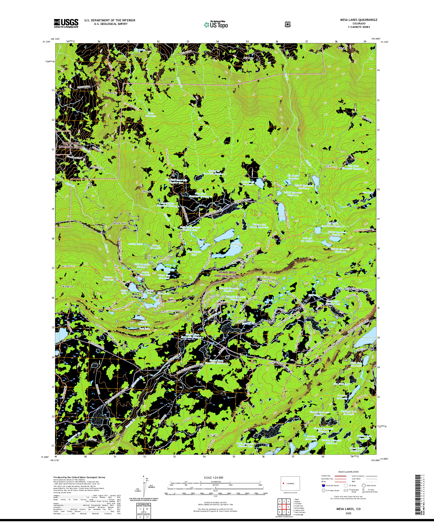 US TOPO 7.5-MINUTE MAP FOR MESA LAKES, CO