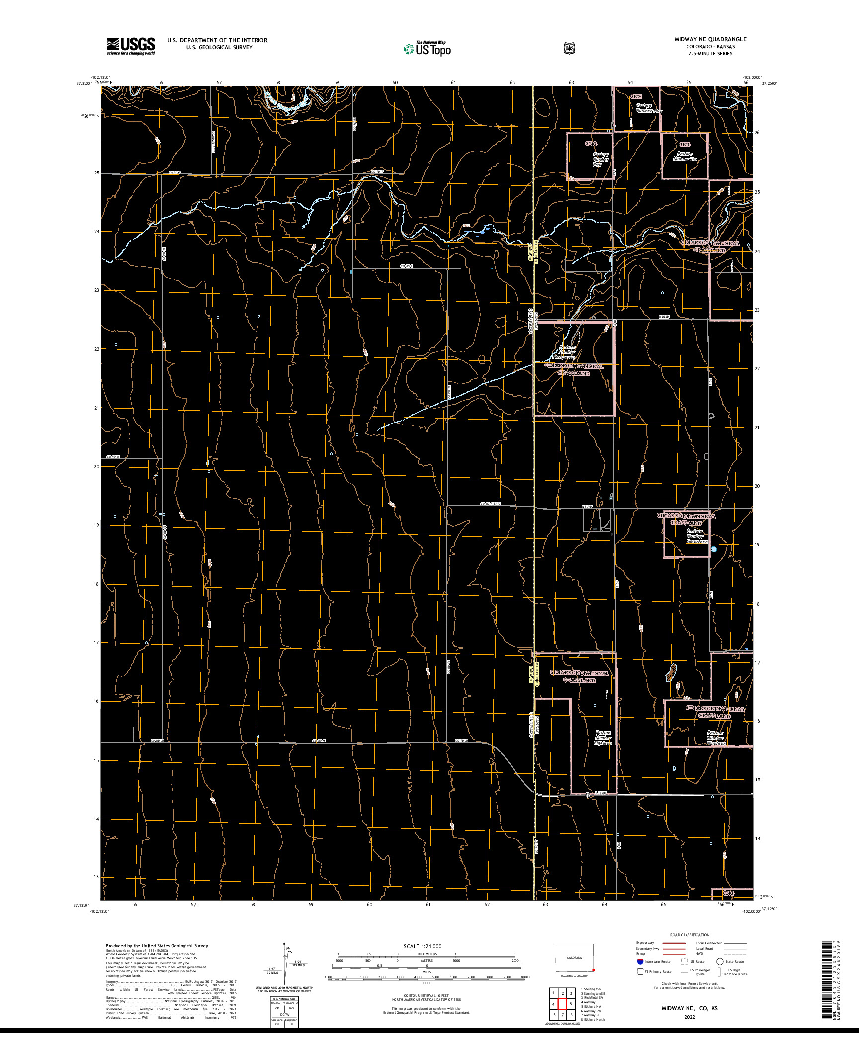 US TOPO 7.5-MINUTE MAP FOR MIDWAY NE, CO,KS