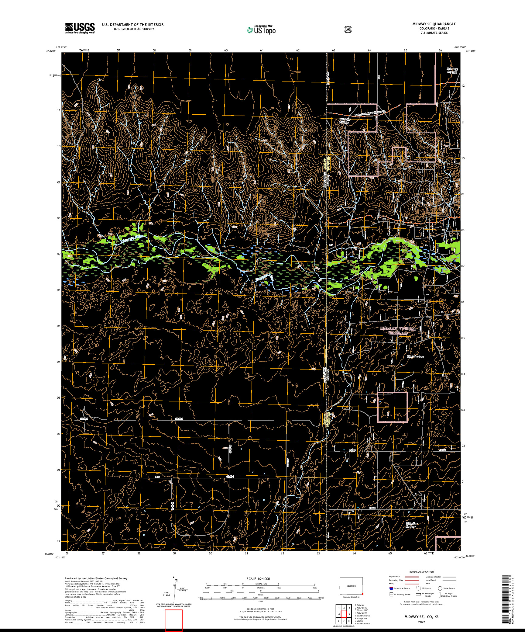 US TOPO 7.5-MINUTE MAP FOR MIDWAY SE, CO,KS