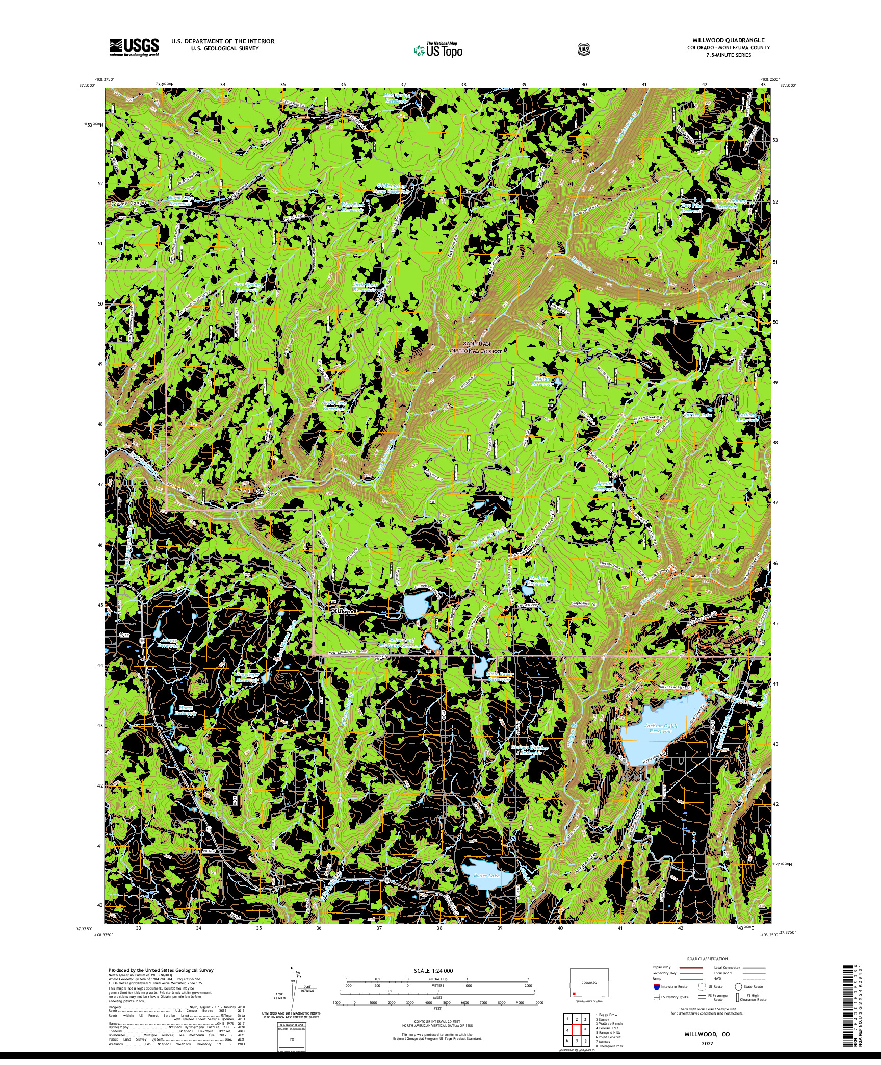 US TOPO 7.5-MINUTE MAP FOR MILLWOOD, CO