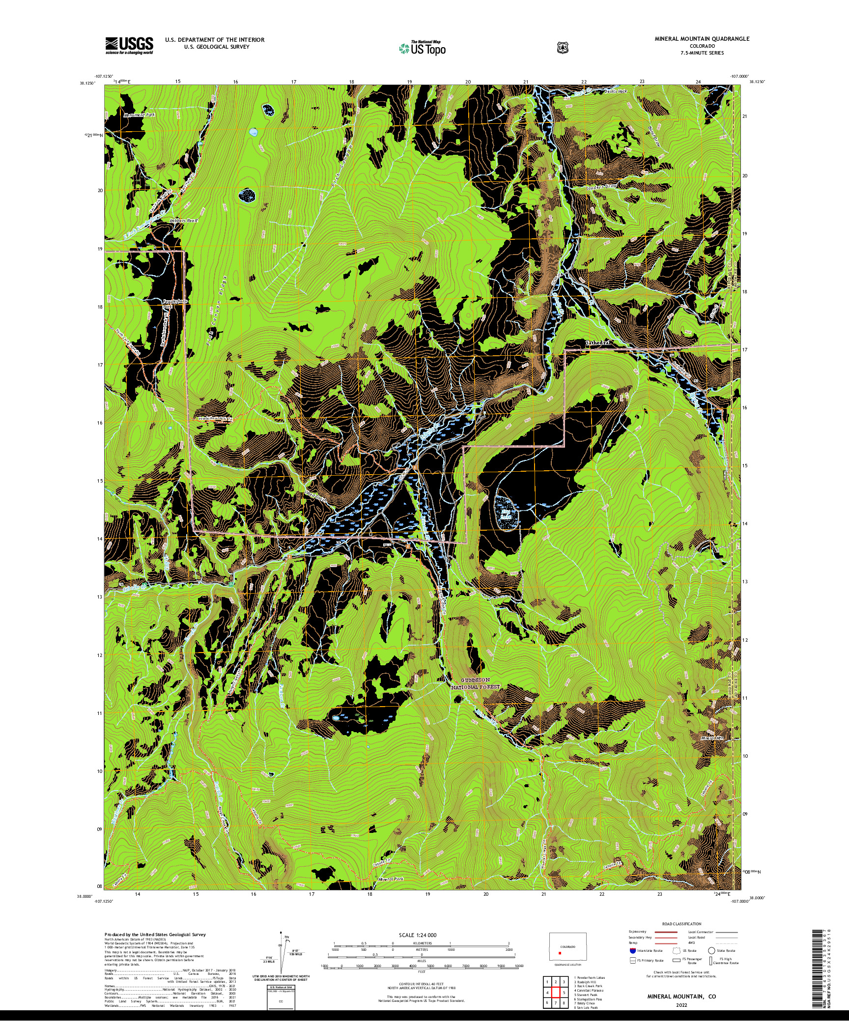 US TOPO 7.5-MINUTE MAP FOR MINERAL MOUNTAIN, CO