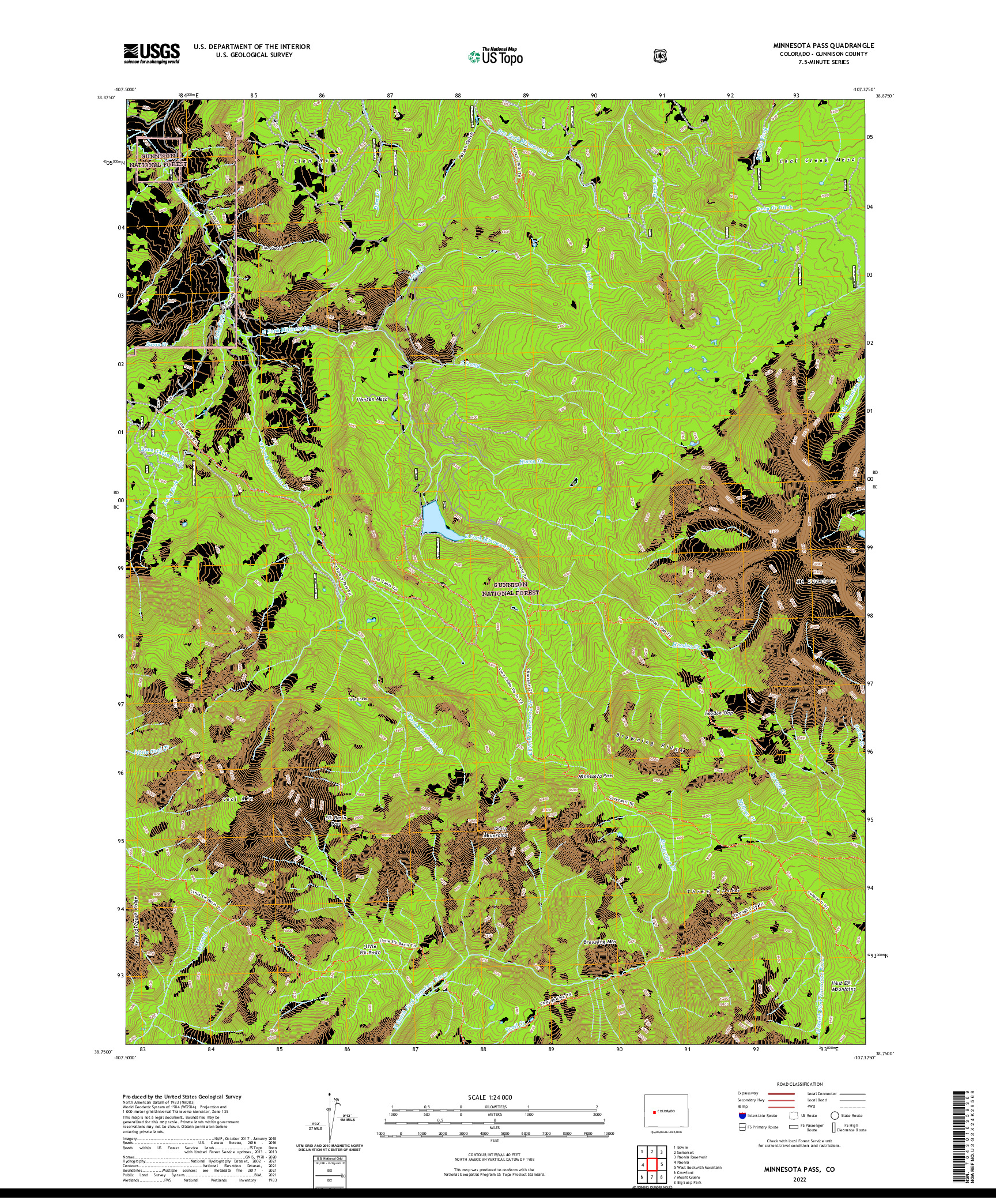 US TOPO 7.5-MINUTE MAP FOR MINNESOTA PASS, CO