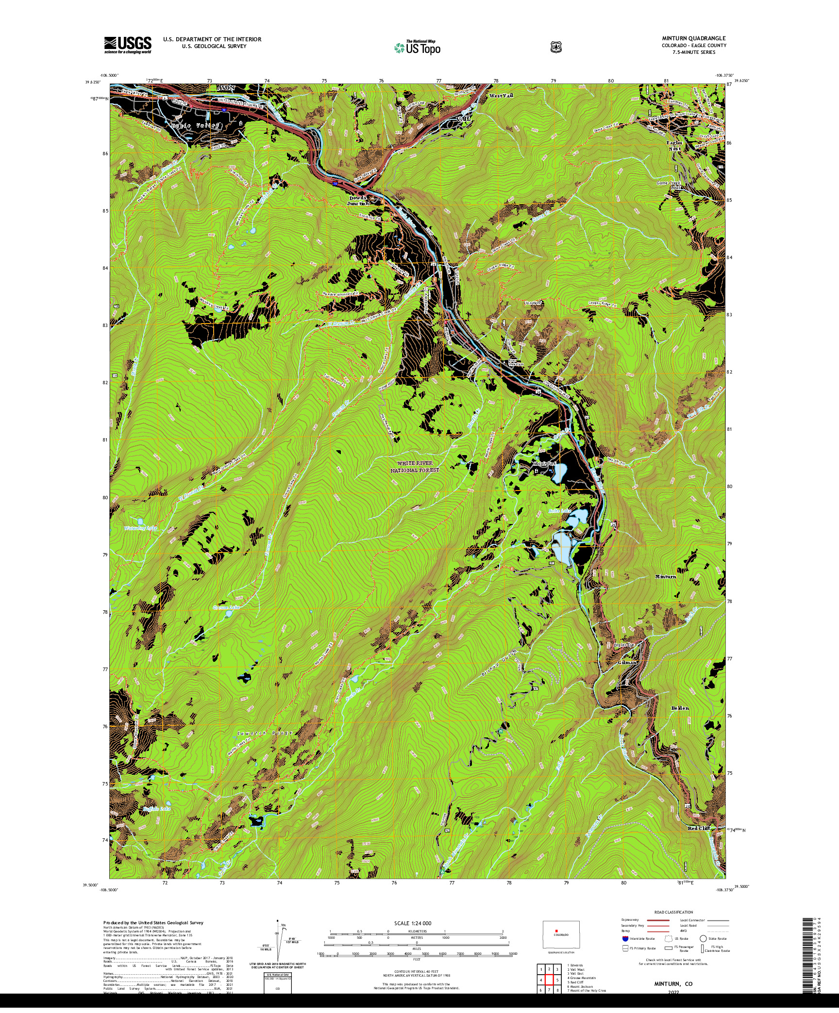 US TOPO 7.5-MINUTE MAP FOR MINTURN, CO