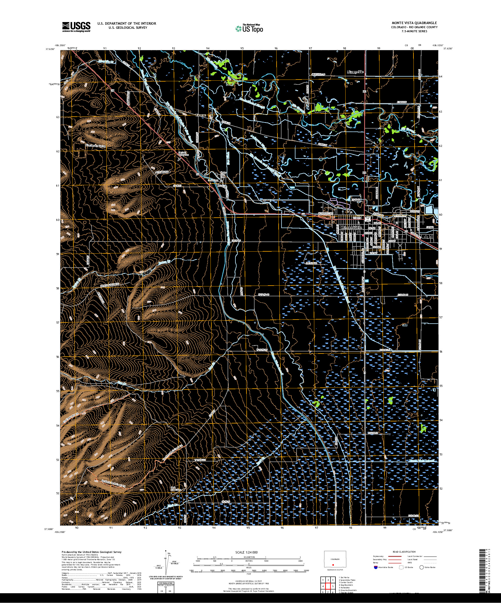 US TOPO 7.5-MINUTE MAP FOR MONTE VISTA, CO