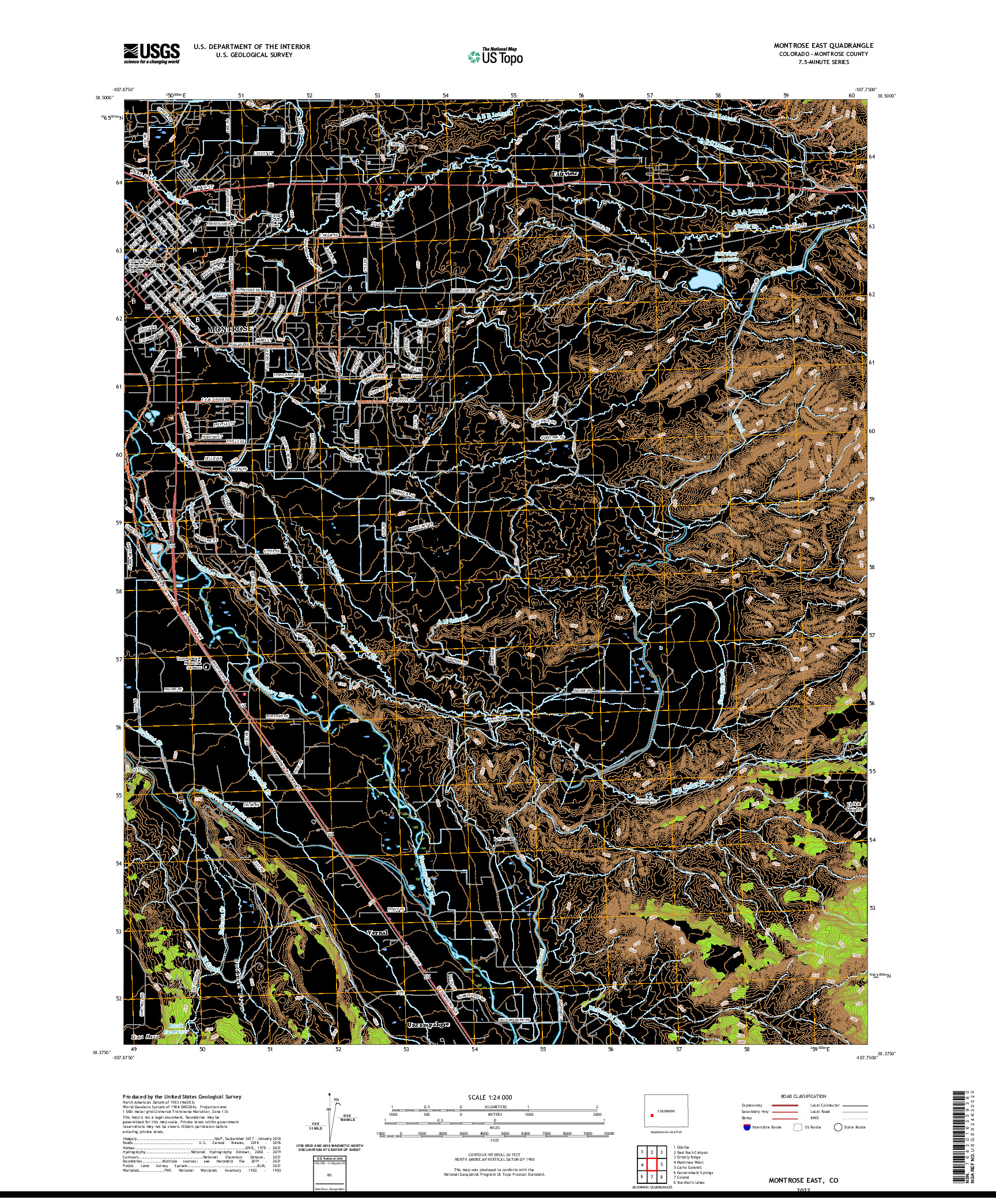 US TOPO 7.5-MINUTE MAP FOR MONTROSE EAST, CO