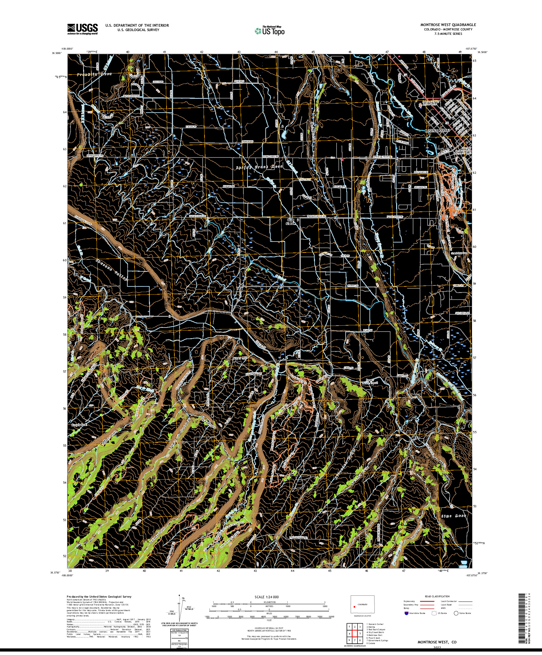 US TOPO 7.5-MINUTE MAP FOR MONTROSE WEST, CO
