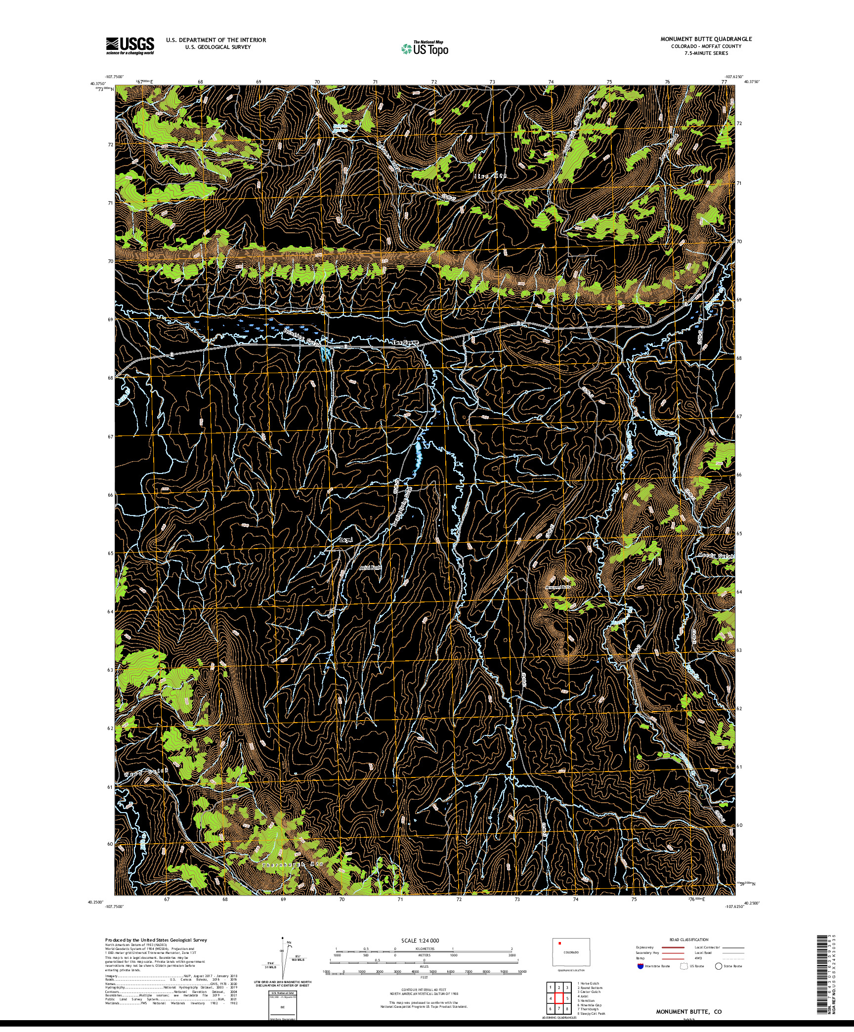 US TOPO 7.5-MINUTE MAP FOR MONUMENT BUTTE, CO