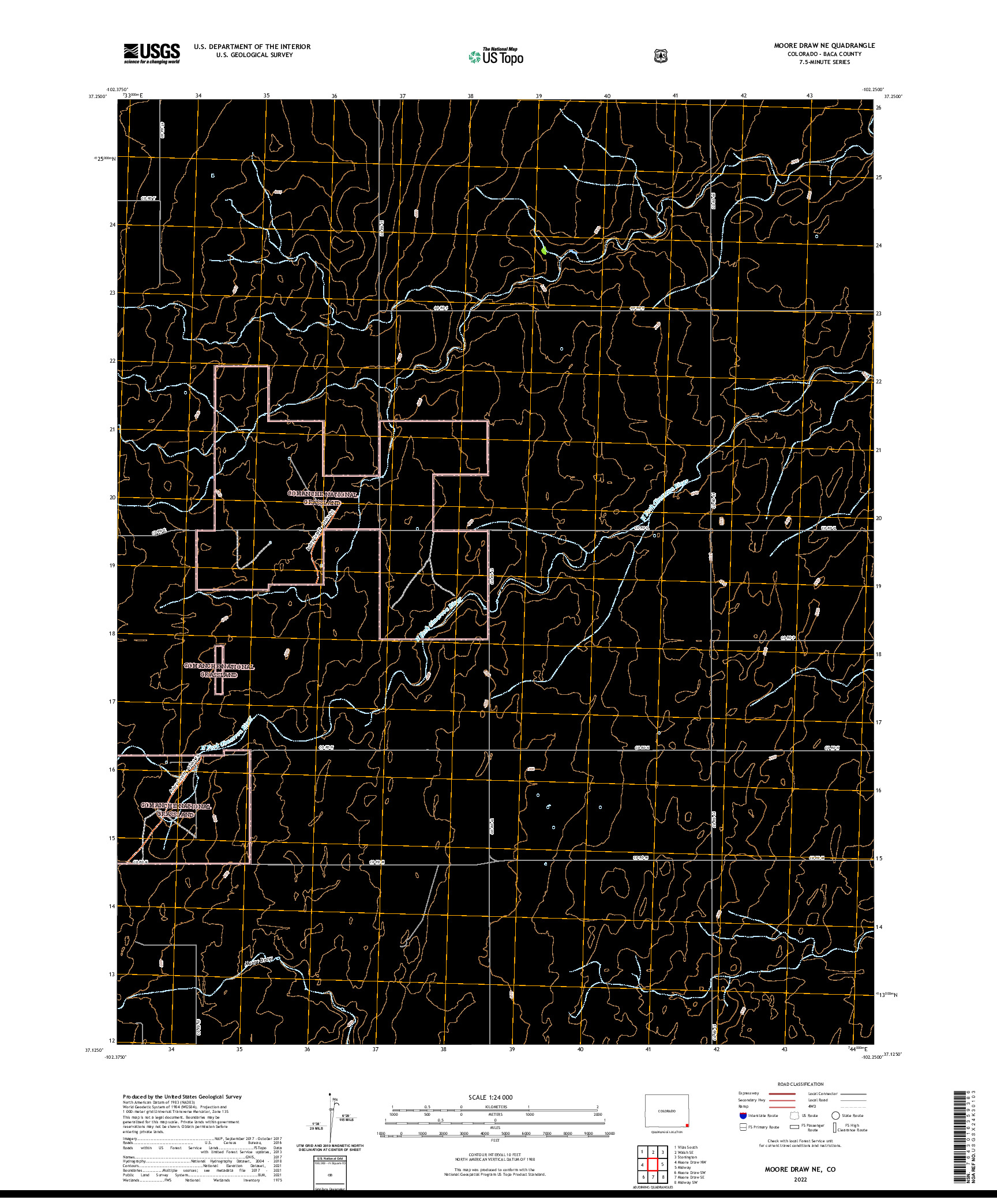 US TOPO 7.5-MINUTE MAP FOR MOORE DRAW NE, CO