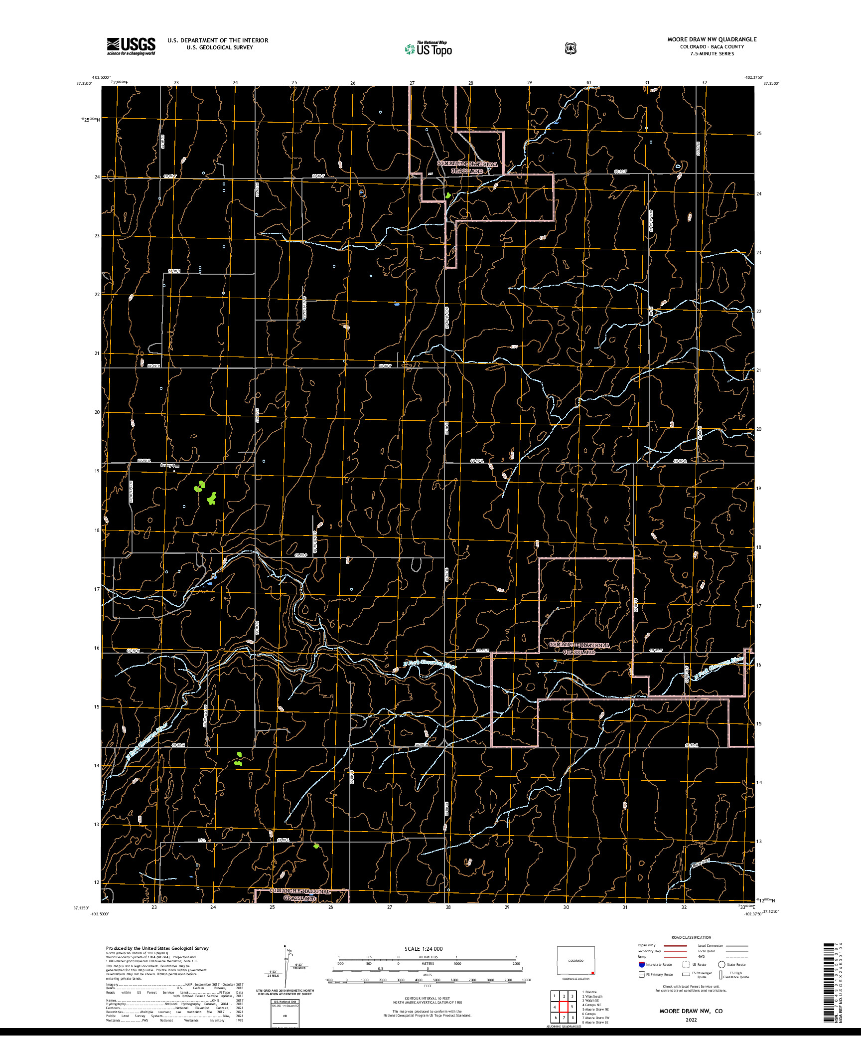 US TOPO 7.5-MINUTE MAP FOR MOORE DRAW NW, CO