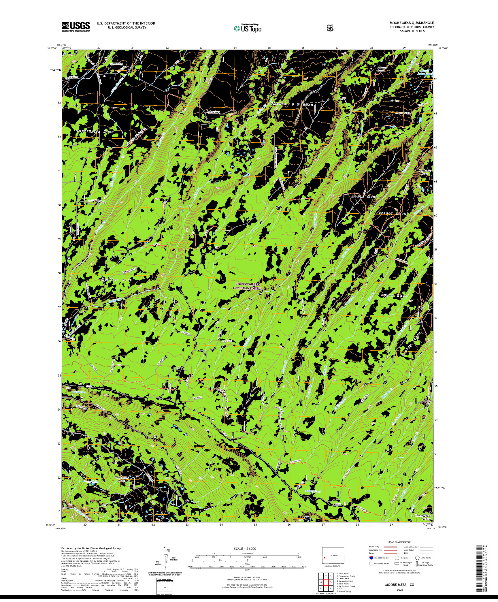 US TOPO 7.5-MINUTE MAP FOR MOORE MESA, CO