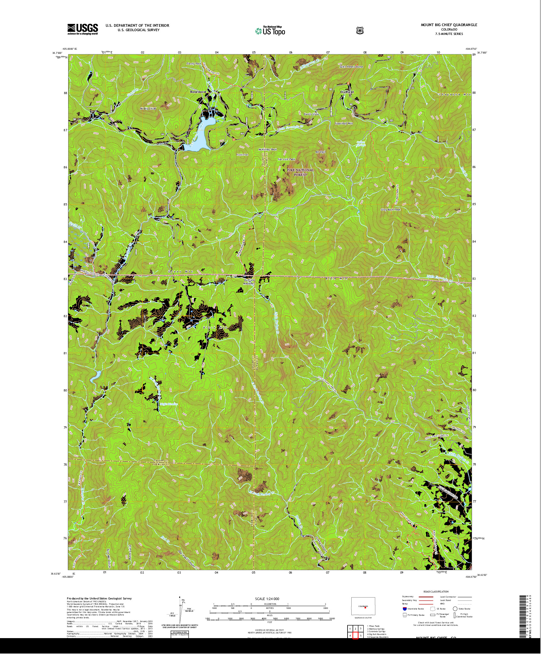 US TOPO 7.5-MINUTE MAP FOR MOUNT BIG CHIEF, CO