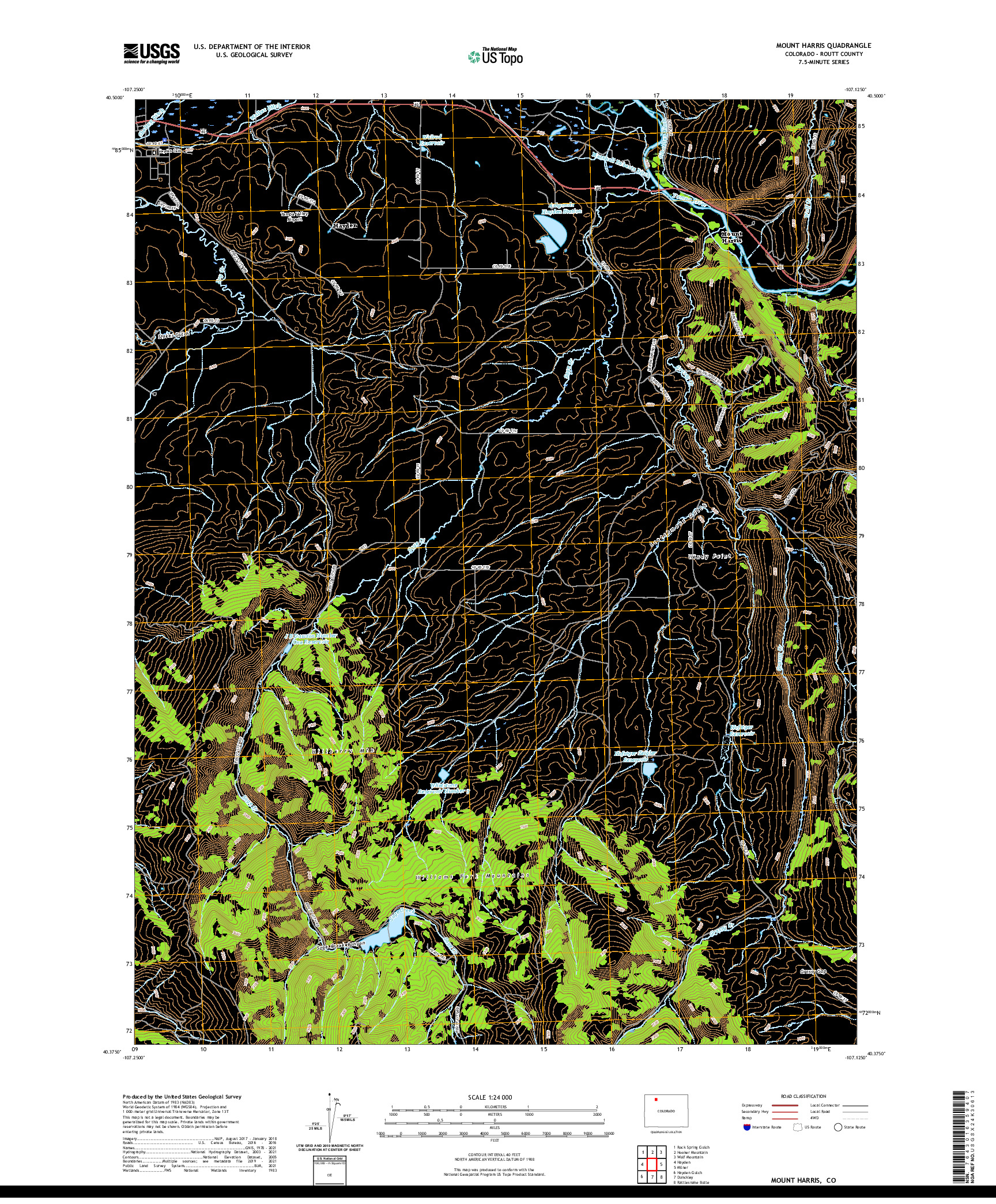 US TOPO 7.5-MINUTE MAP FOR MOUNT HARRIS, CO