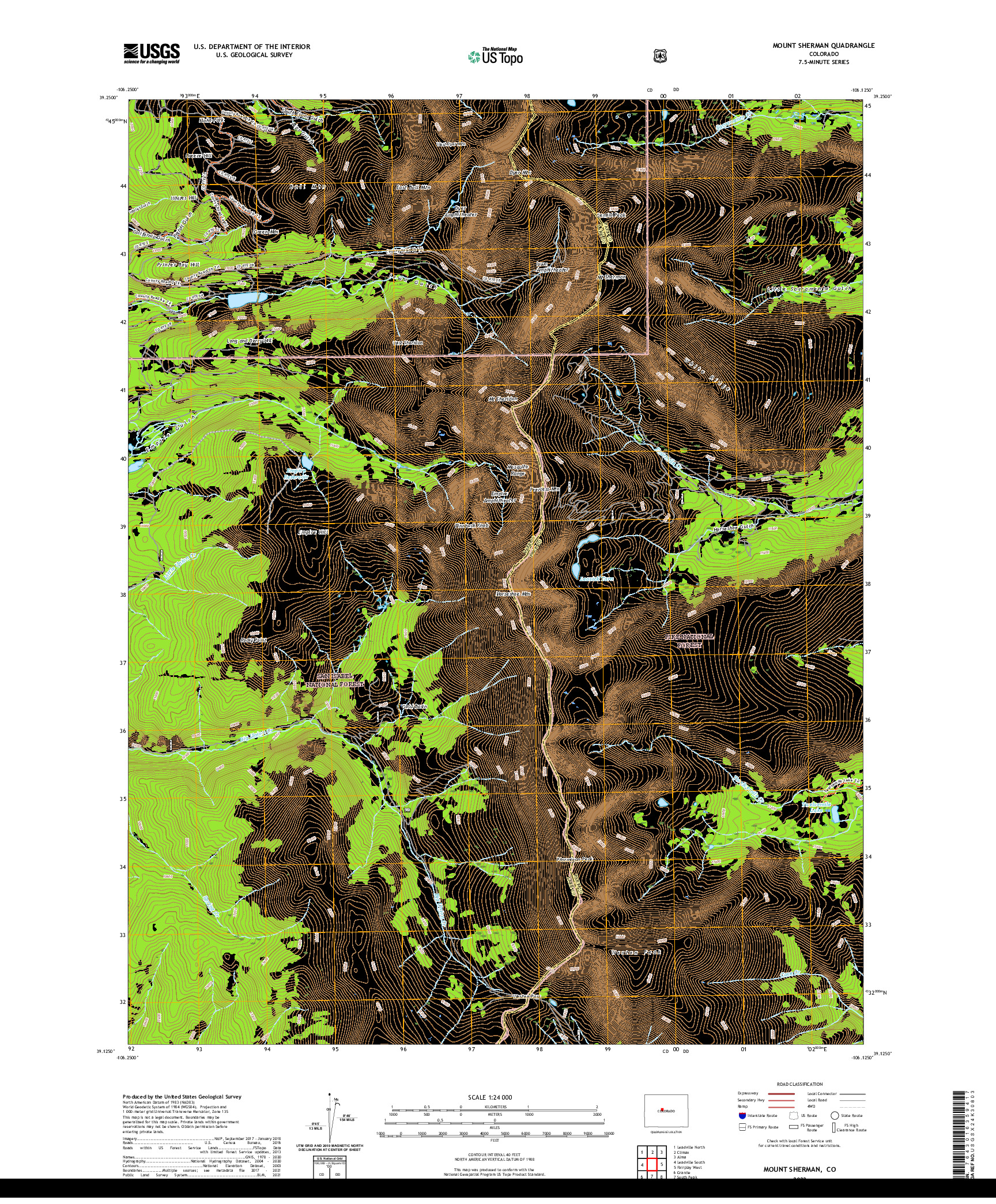 US TOPO 7.5-MINUTE MAP FOR MOUNT SHERMAN, CO