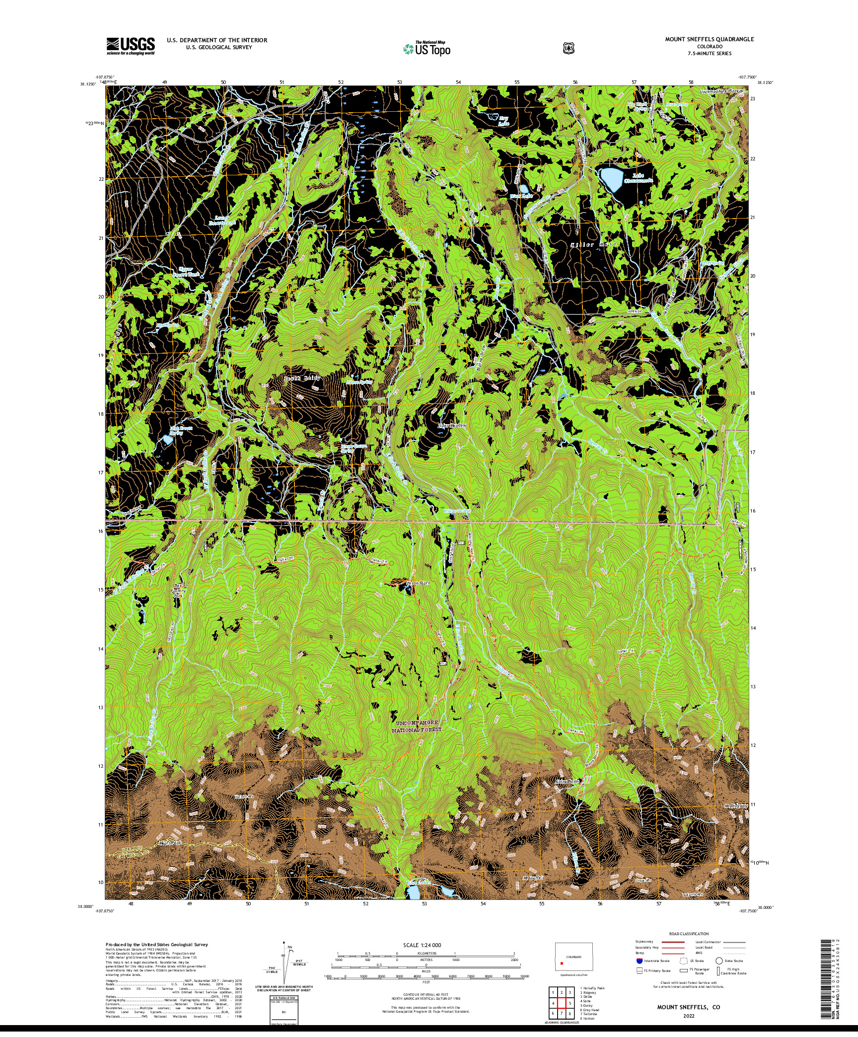 US TOPO 7.5-MINUTE MAP FOR MOUNT SNEFFELS, CO