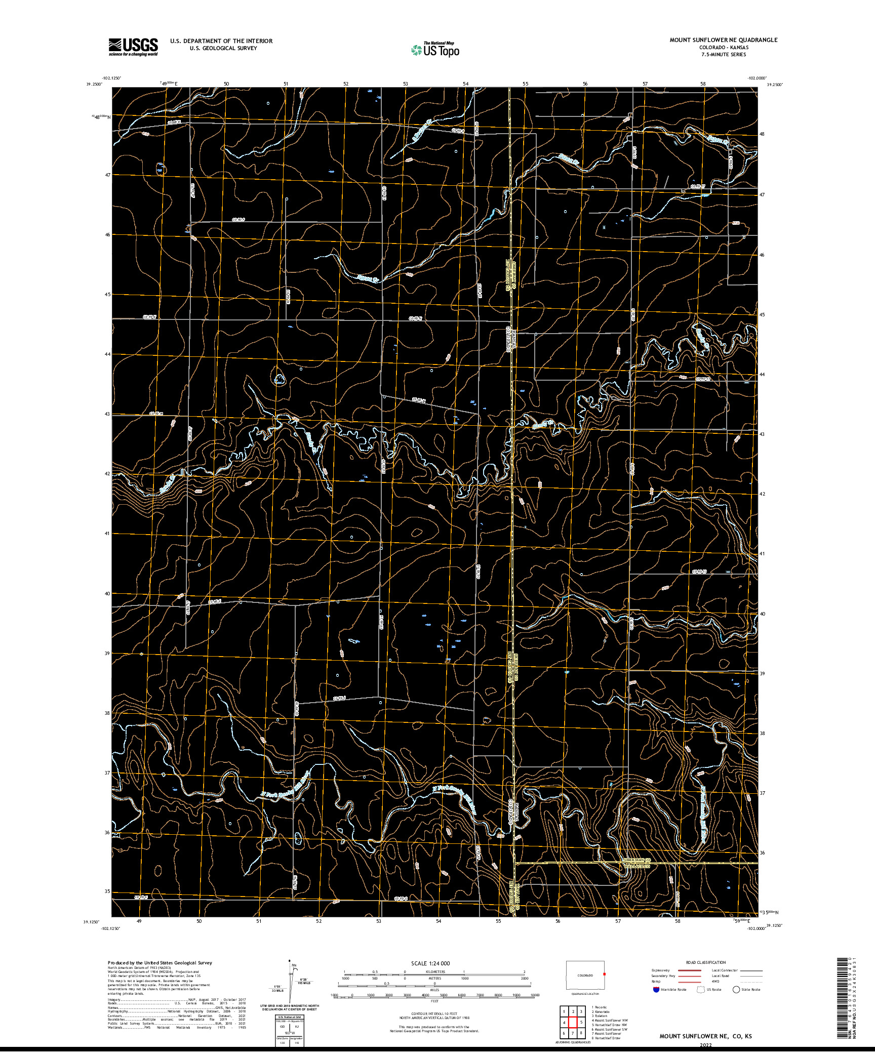 US TOPO 7.5-MINUTE MAP FOR MOUNT SUNFLOWER NE, CO,KS