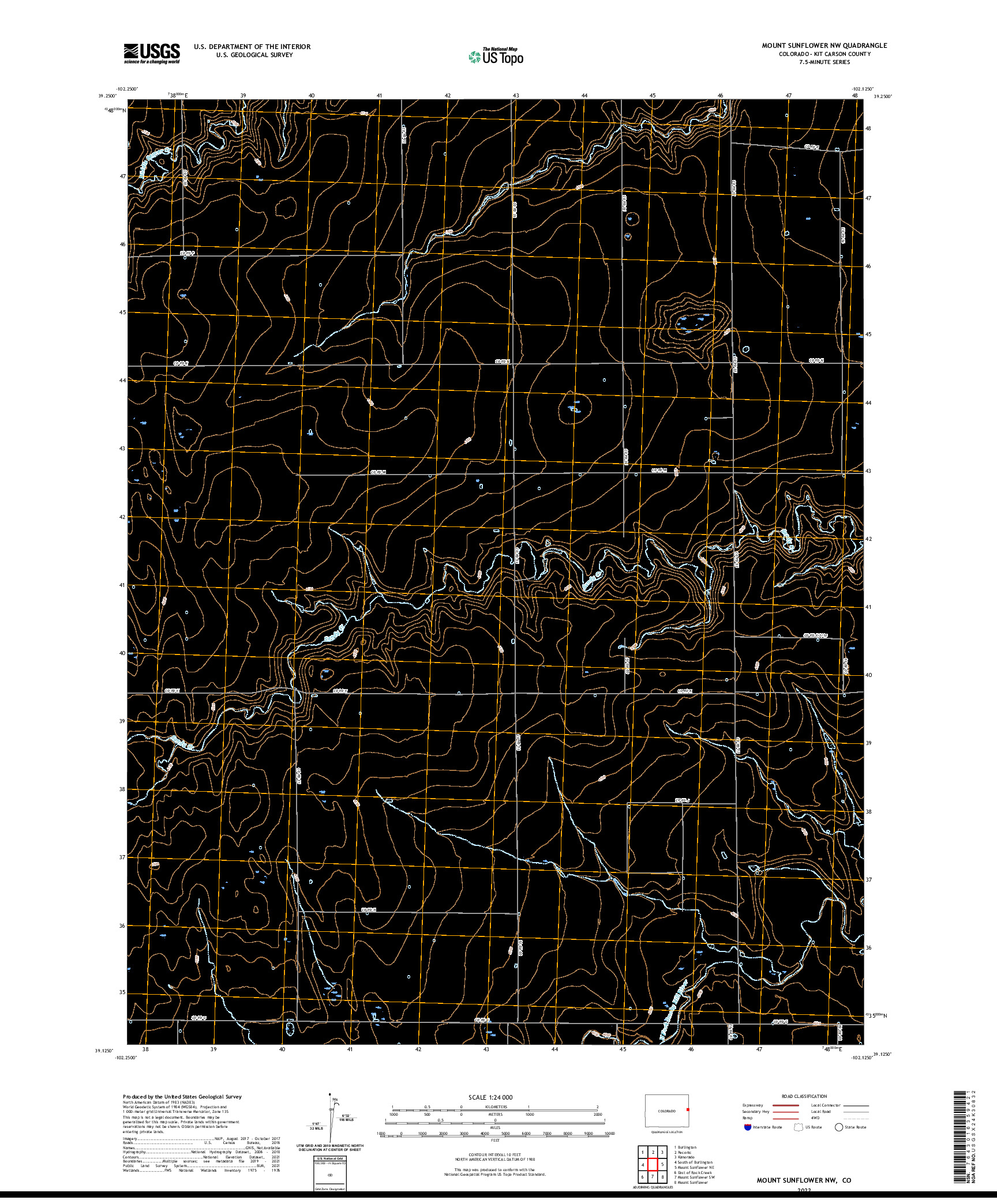 US TOPO 7.5-MINUTE MAP FOR MOUNT SUNFLOWER NW, CO