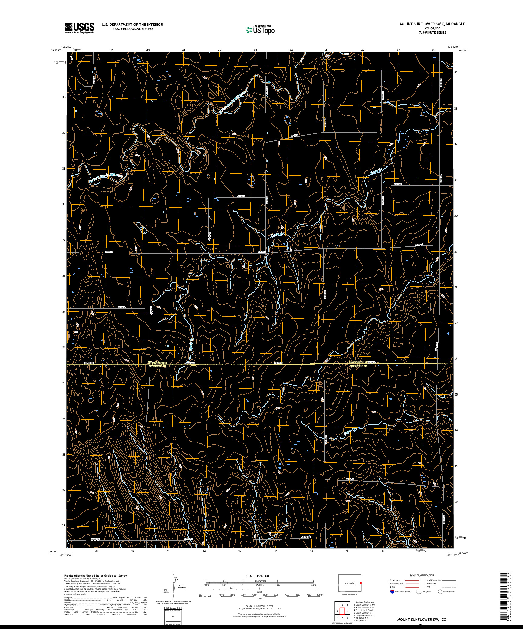 US TOPO 7.5-MINUTE MAP FOR MOUNT SUNFLOWER SW, CO
