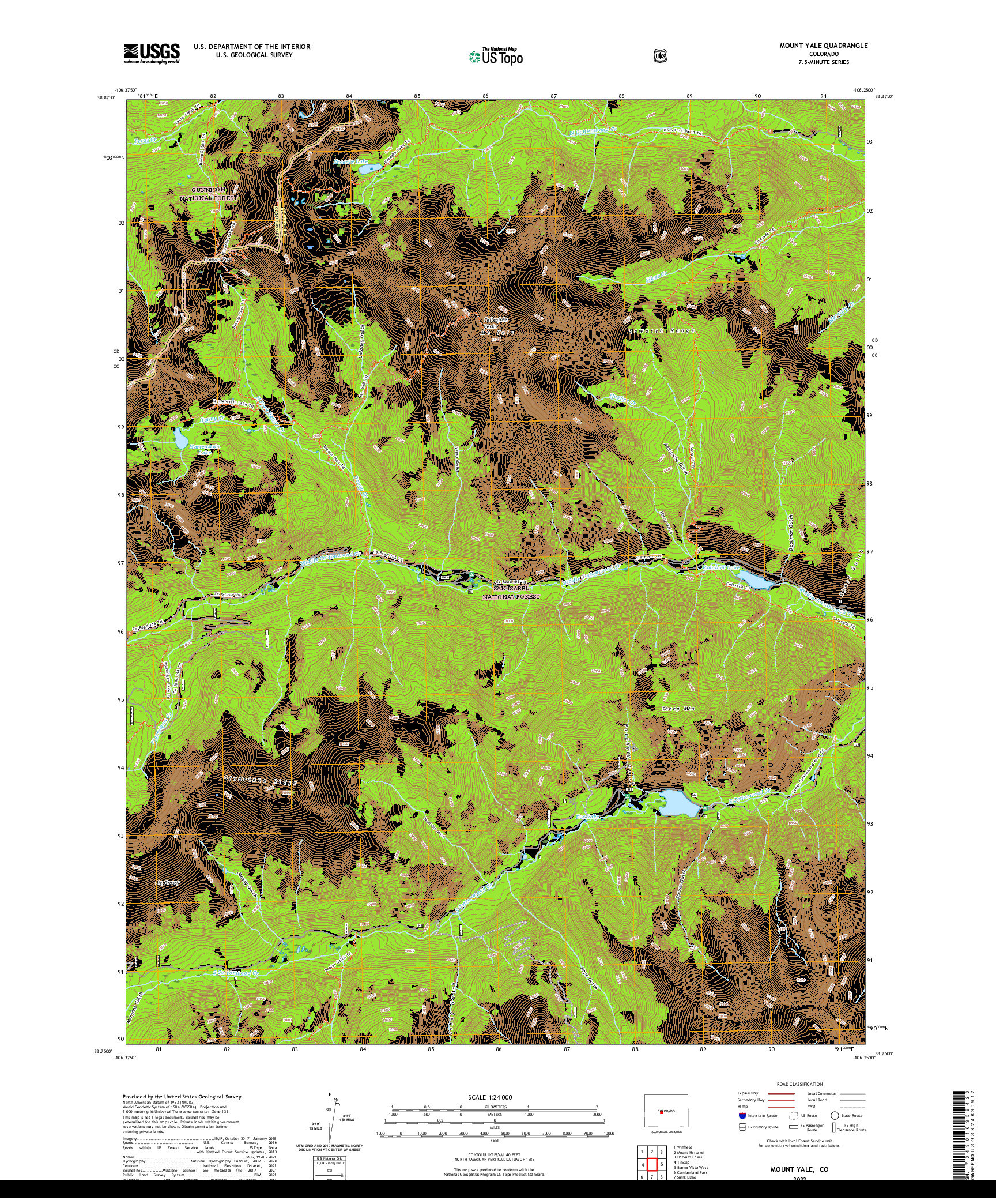 US TOPO 7.5-MINUTE MAP FOR MOUNT YALE, CO