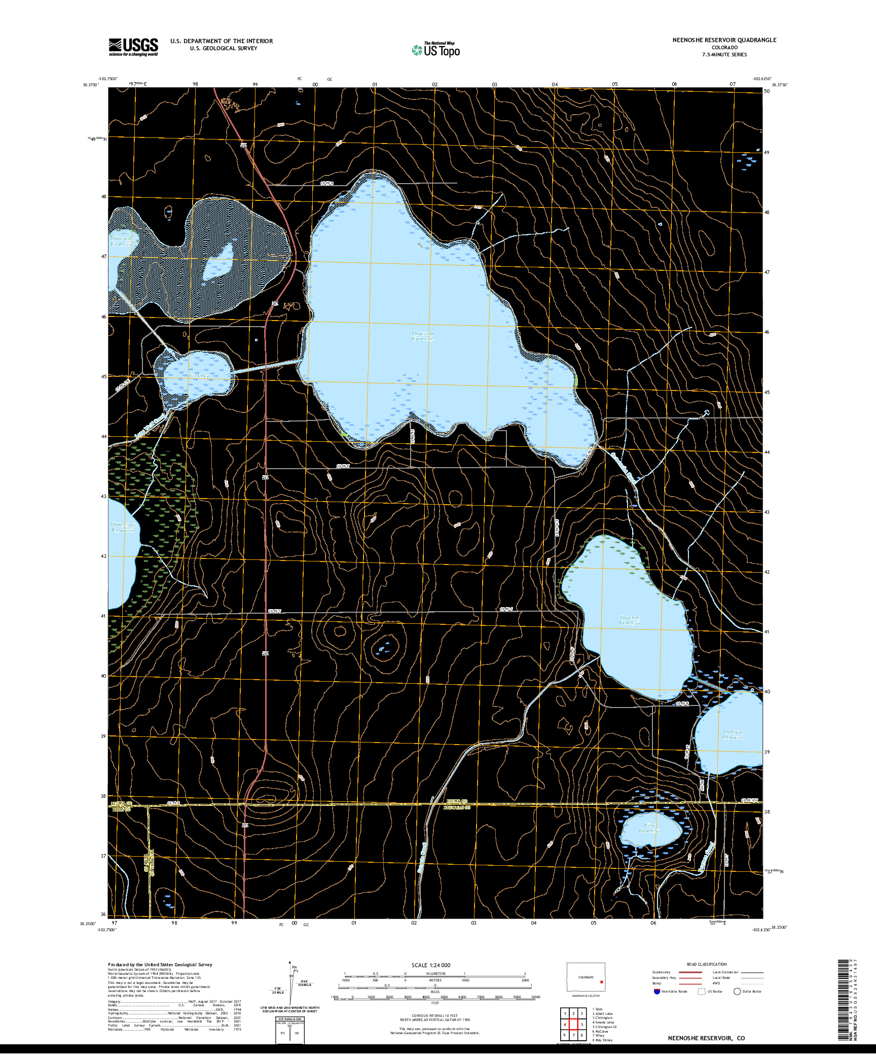 US TOPO 7.5-MINUTE MAP FOR NEENOSHE RESERVOIR, CO