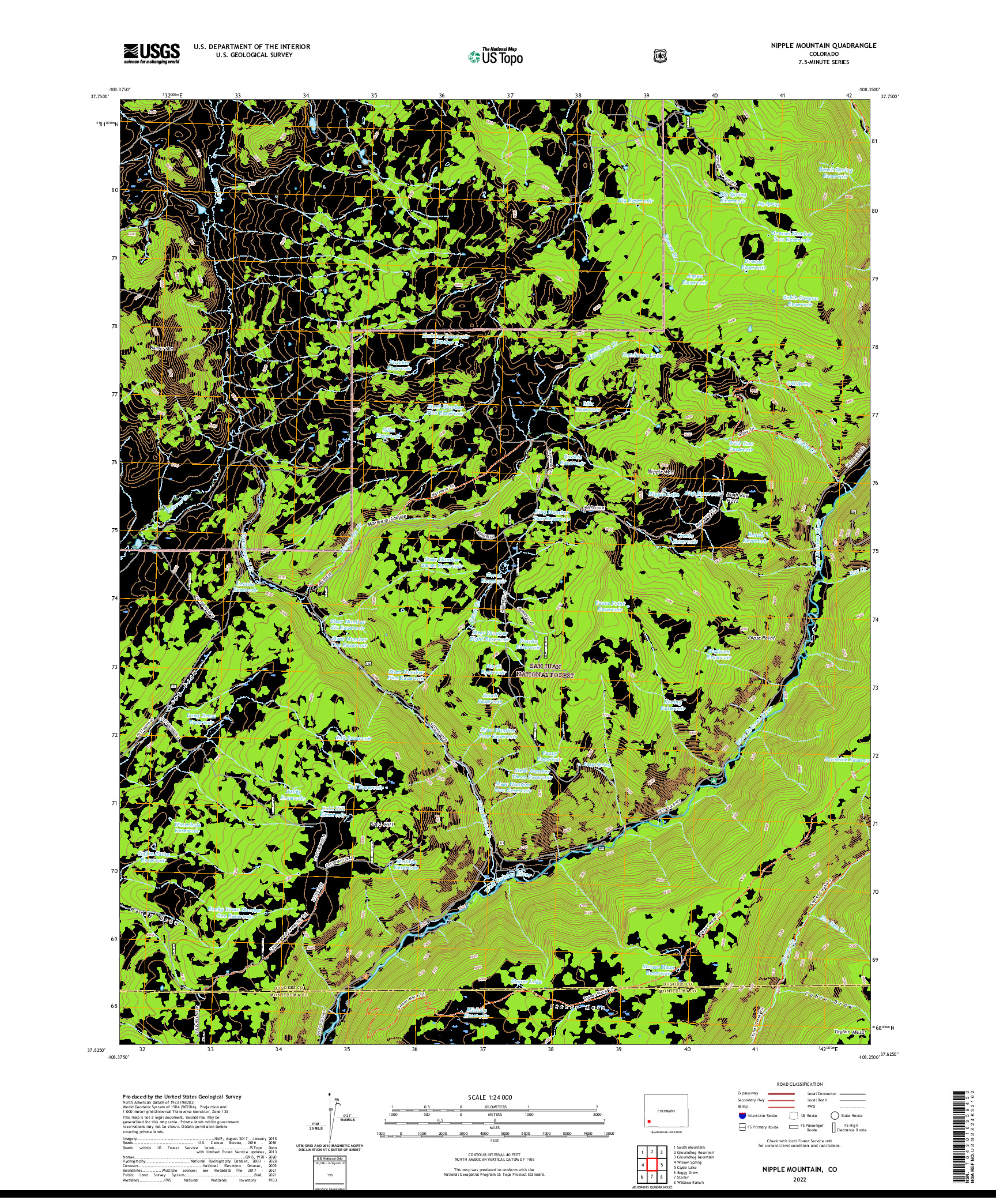 US TOPO 7.5-MINUTE MAP FOR NIPPLE MOUNTAIN, CO