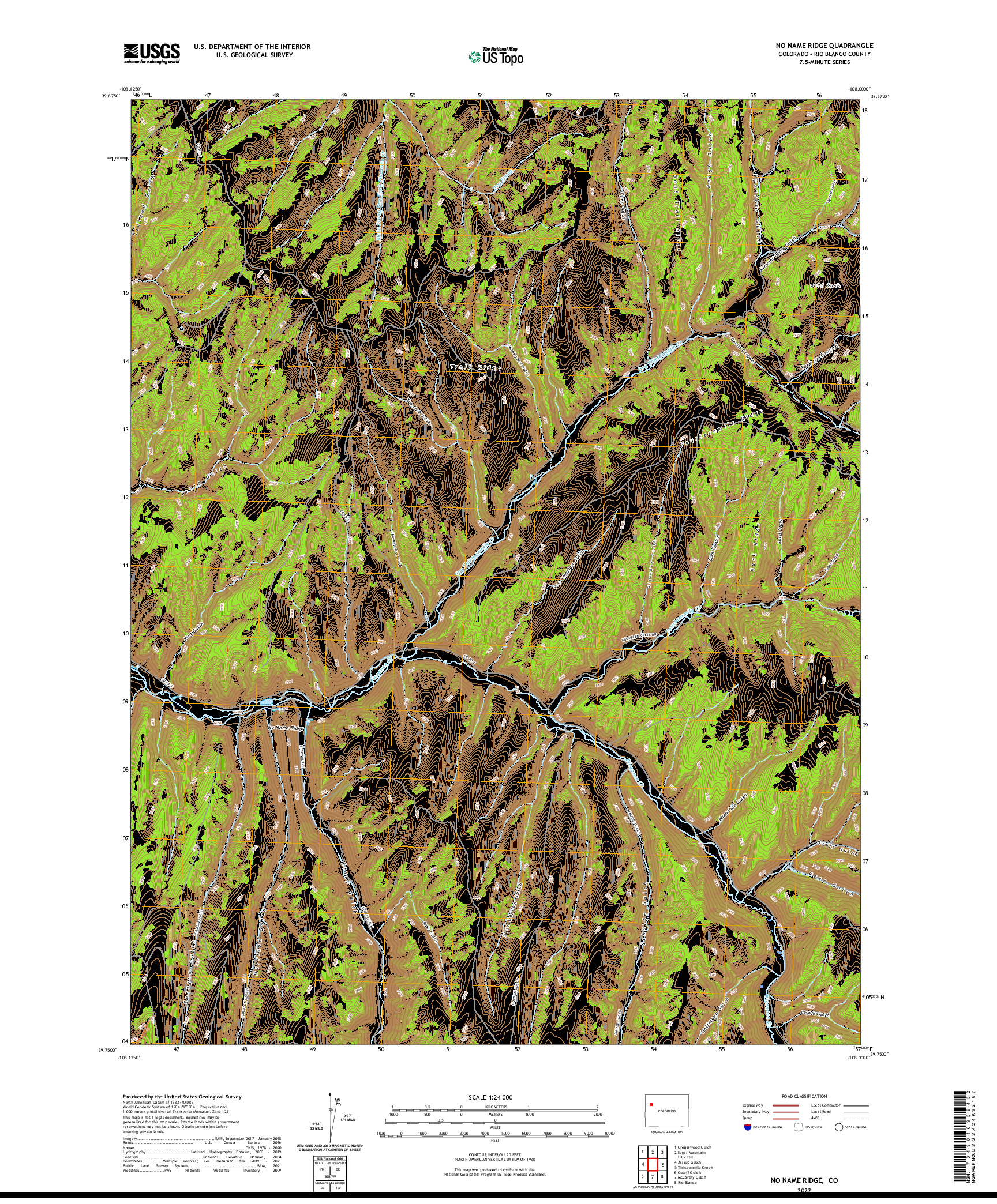 US TOPO 7.5-MINUTE MAP FOR NO NAME RIDGE, CO