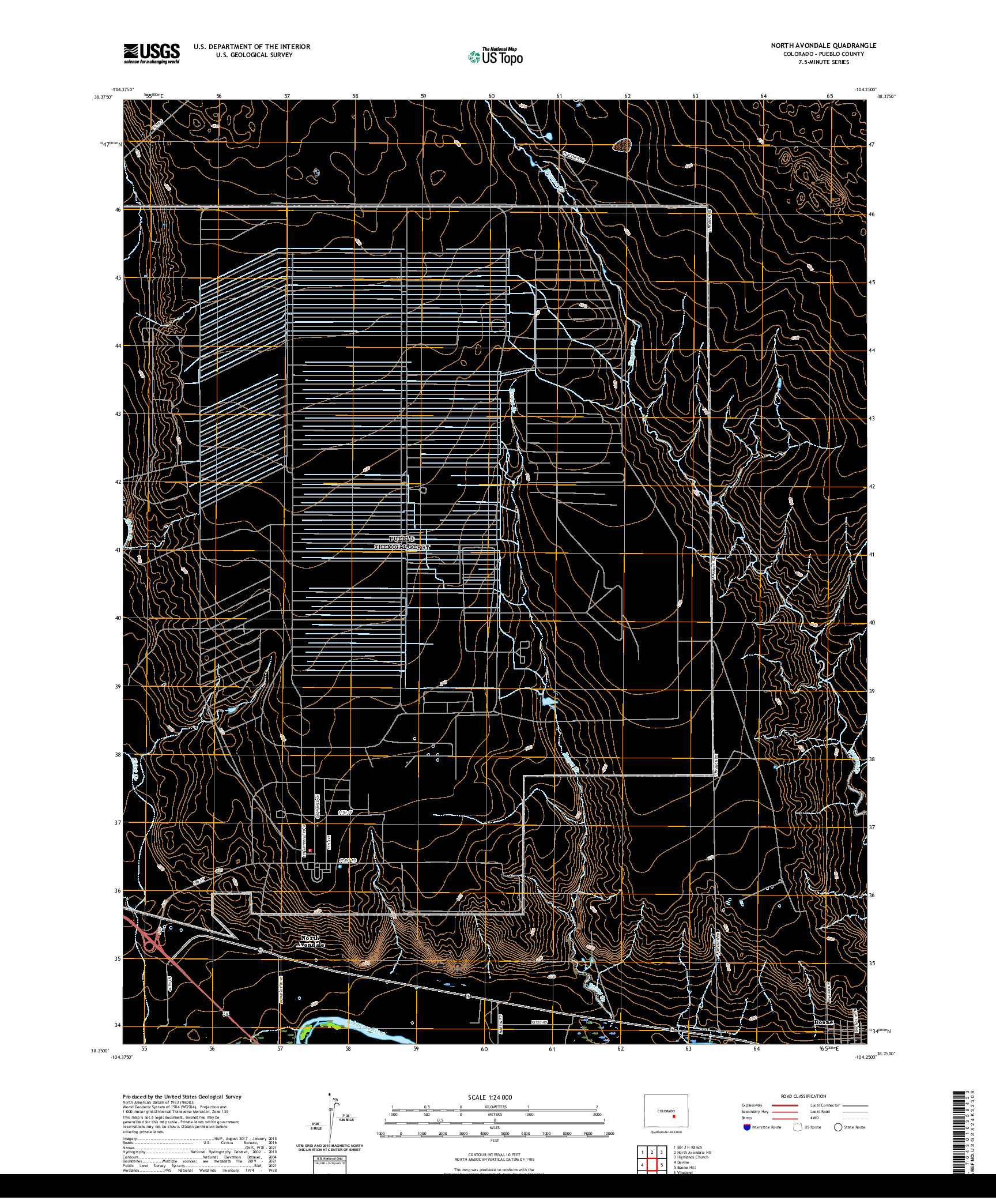 US TOPO 7.5-MINUTE MAP FOR NORTH AVONDALE, CO