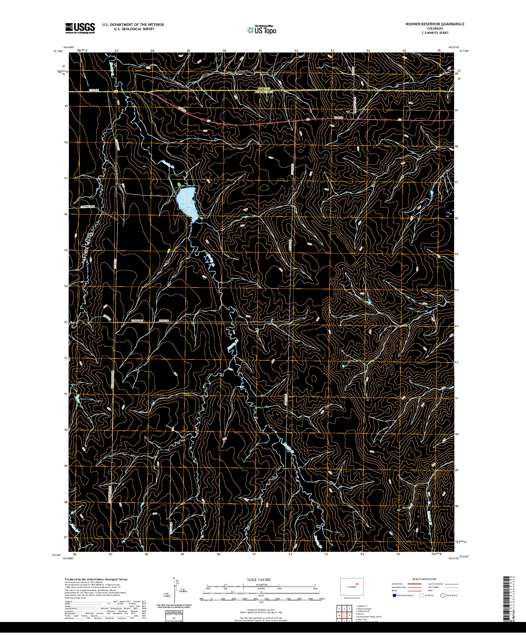 US TOPO 7.5-MINUTE MAP FOR NOONEN RESERVOIR, CO