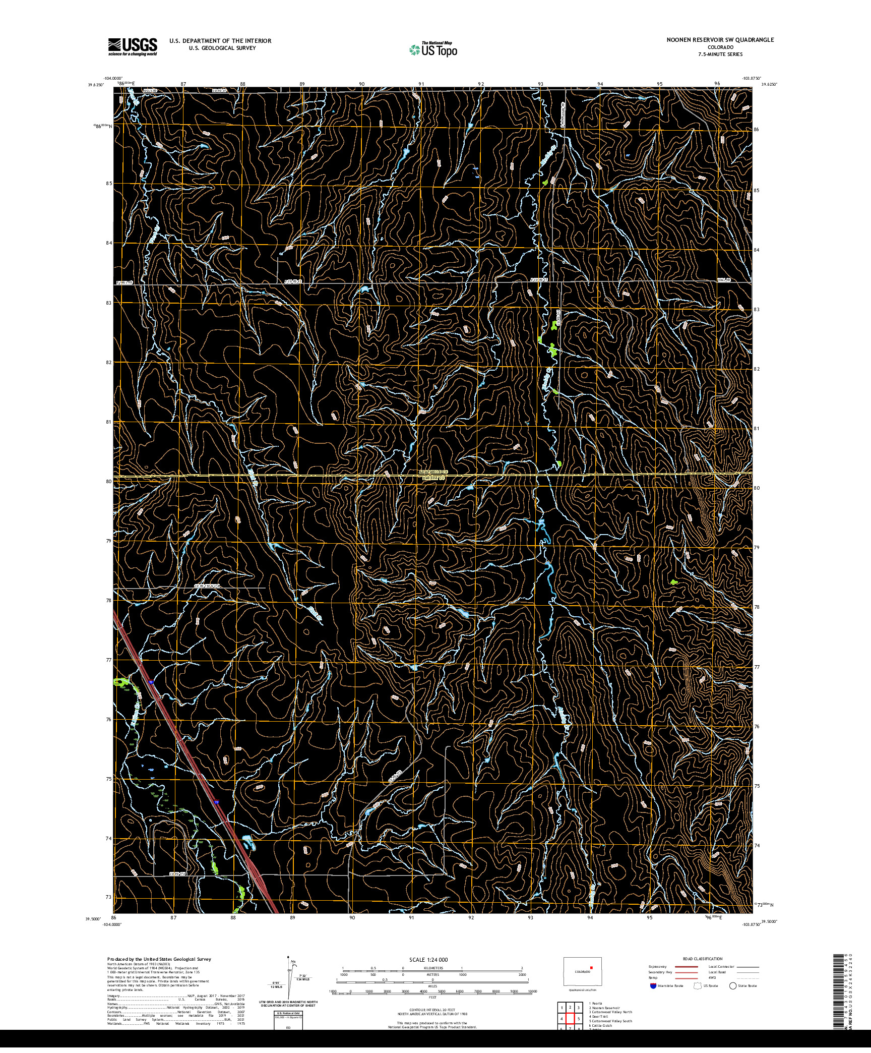 US TOPO 7.5-MINUTE MAP FOR NOONEN RESERVOIR SW, CO