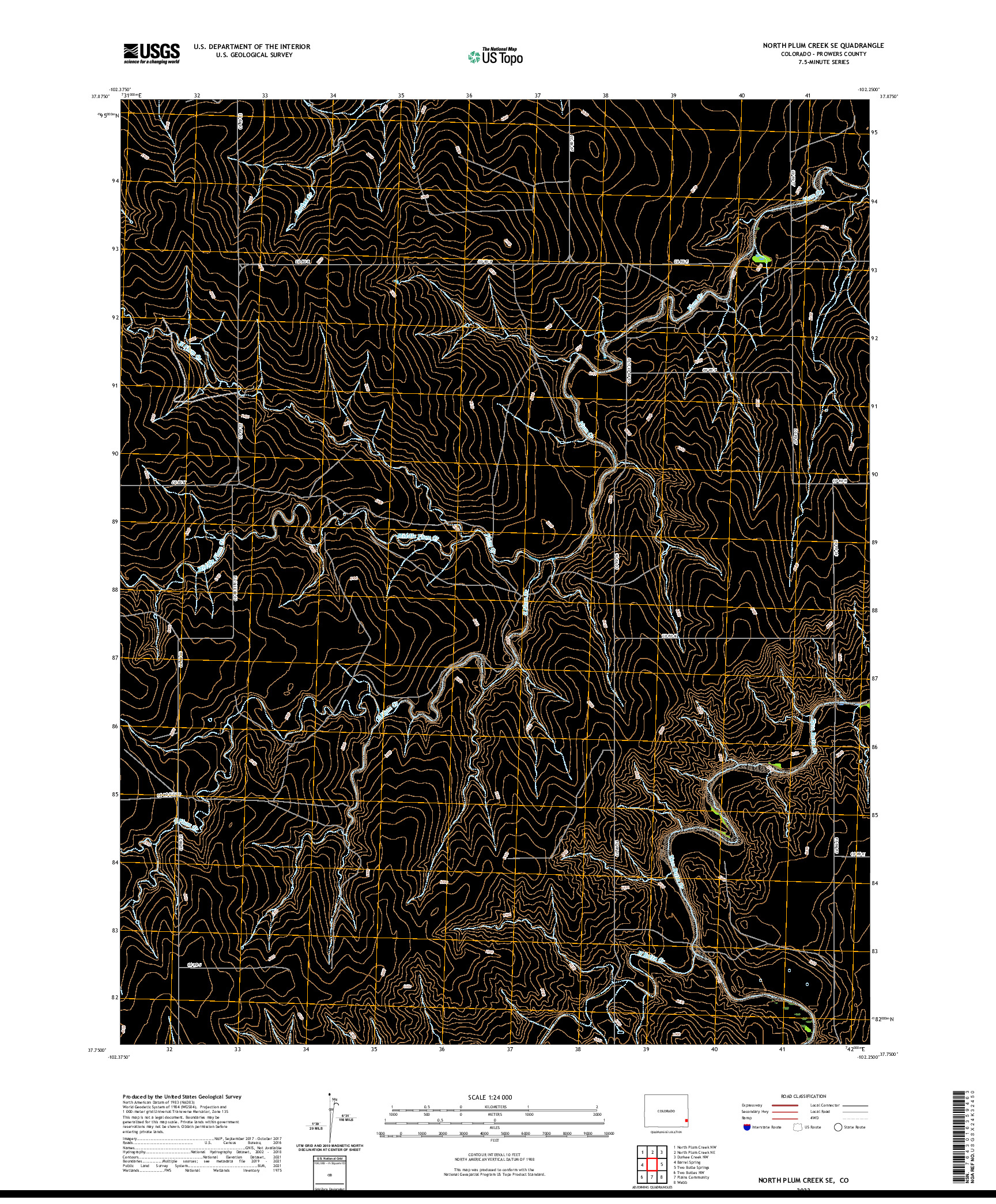 US TOPO 7.5-MINUTE MAP FOR NORTH PLUM CREEK SE, CO