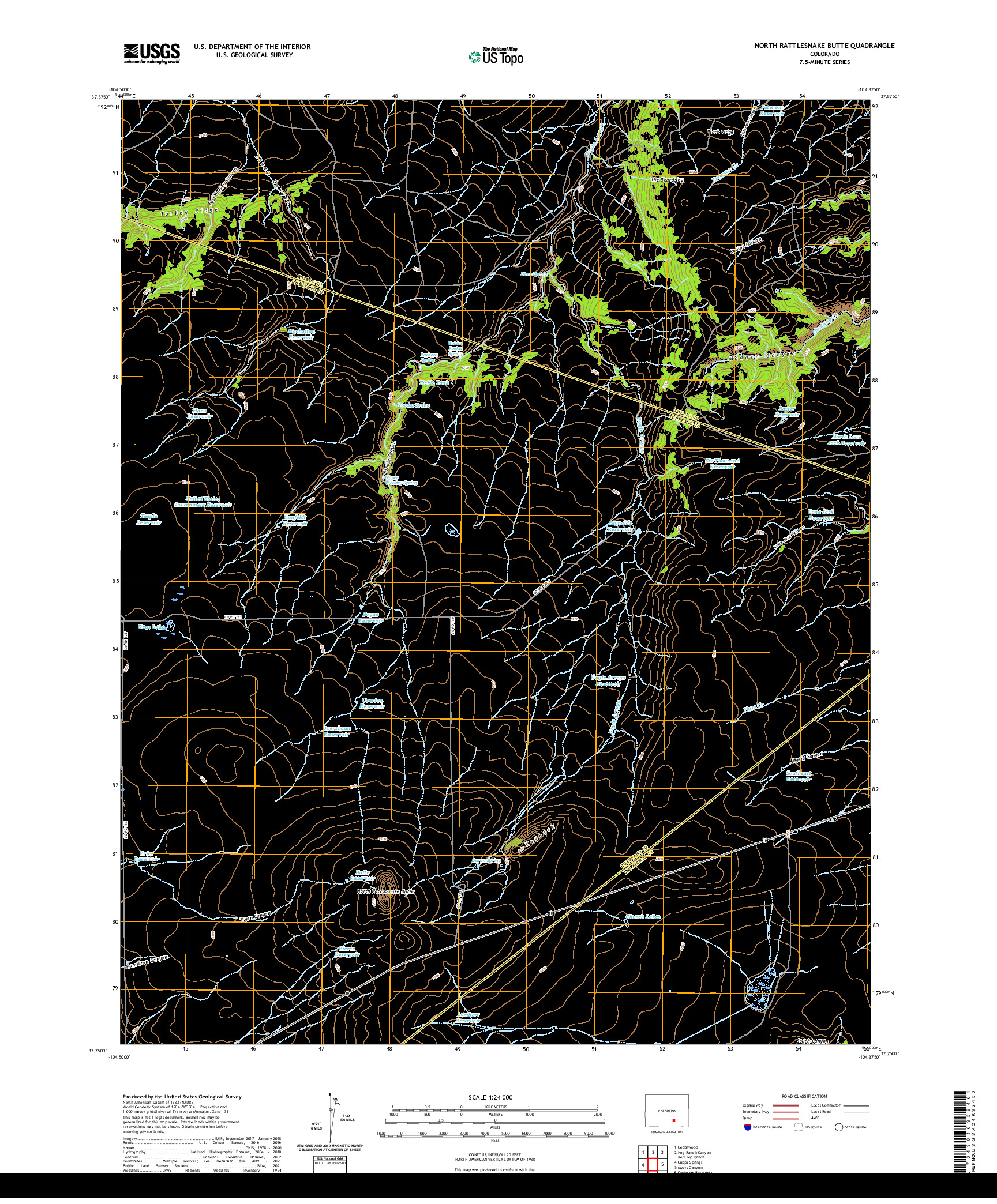 US TOPO 7.5-MINUTE MAP FOR NORTH RATTLESNAKE BUTTE, CO