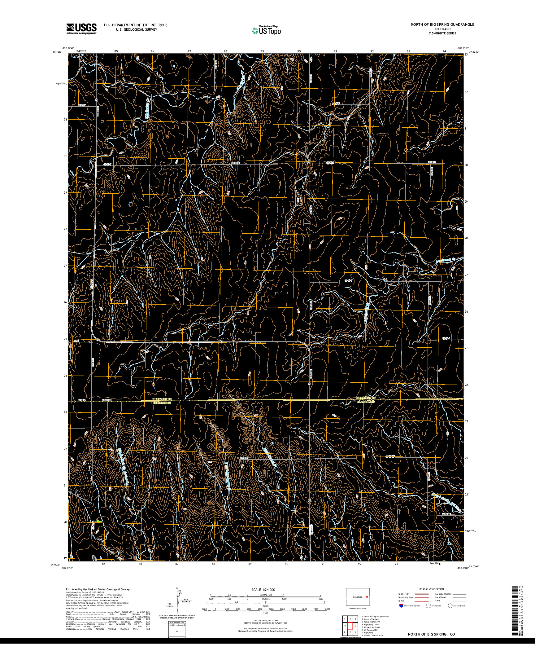 US TOPO 7.5-MINUTE MAP FOR NORTH OF BIG SPRING, CO