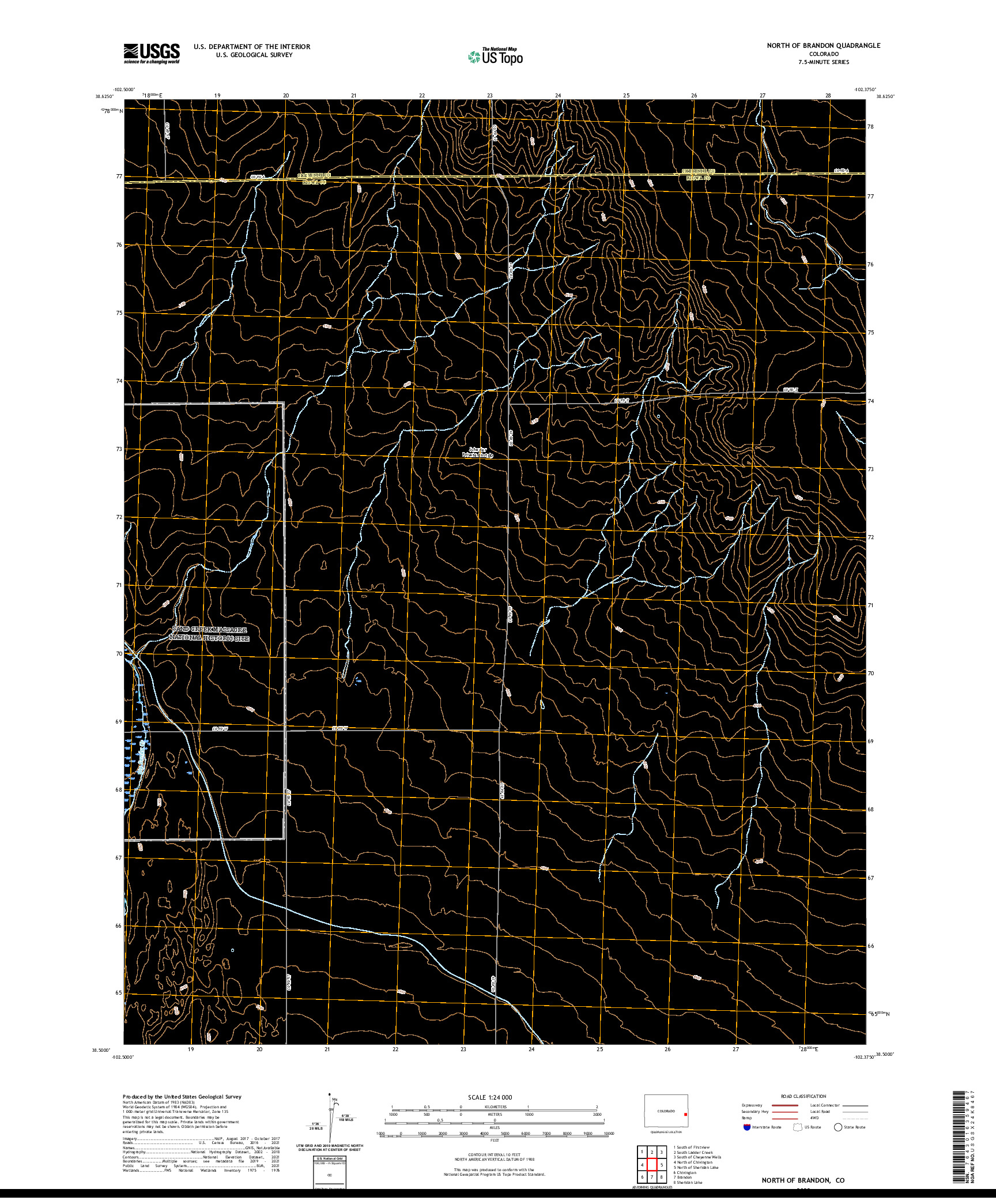 US TOPO 7.5-MINUTE MAP FOR NORTH OF BRANDON, CO