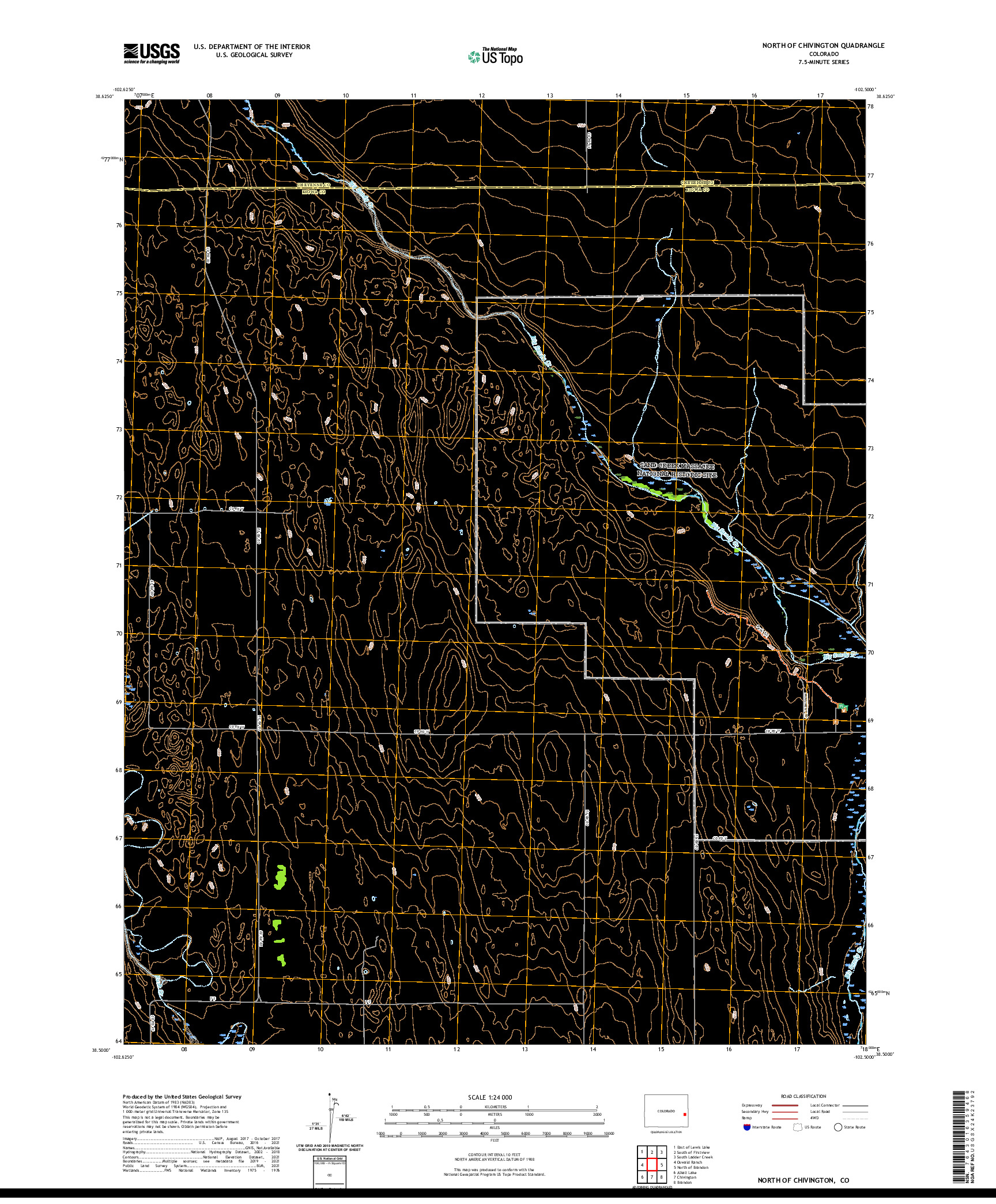 US TOPO 7.5-MINUTE MAP FOR NORTH OF CHIVINGTON, CO