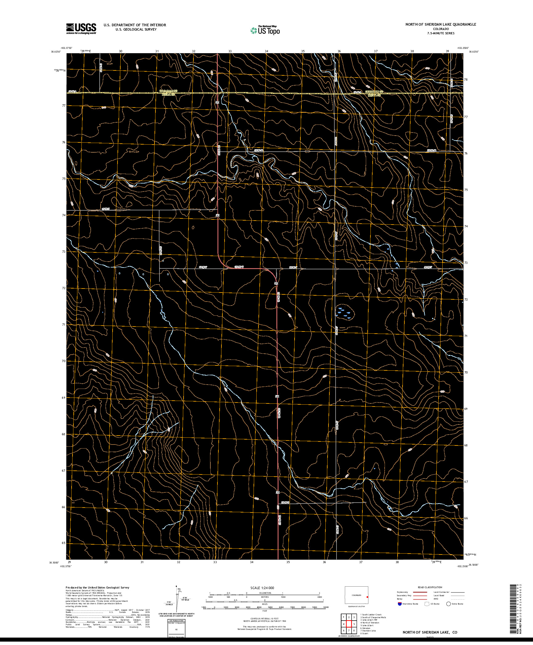 US TOPO 7.5-MINUTE MAP FOR NORTH OF SHERIDAN LAKE, CO