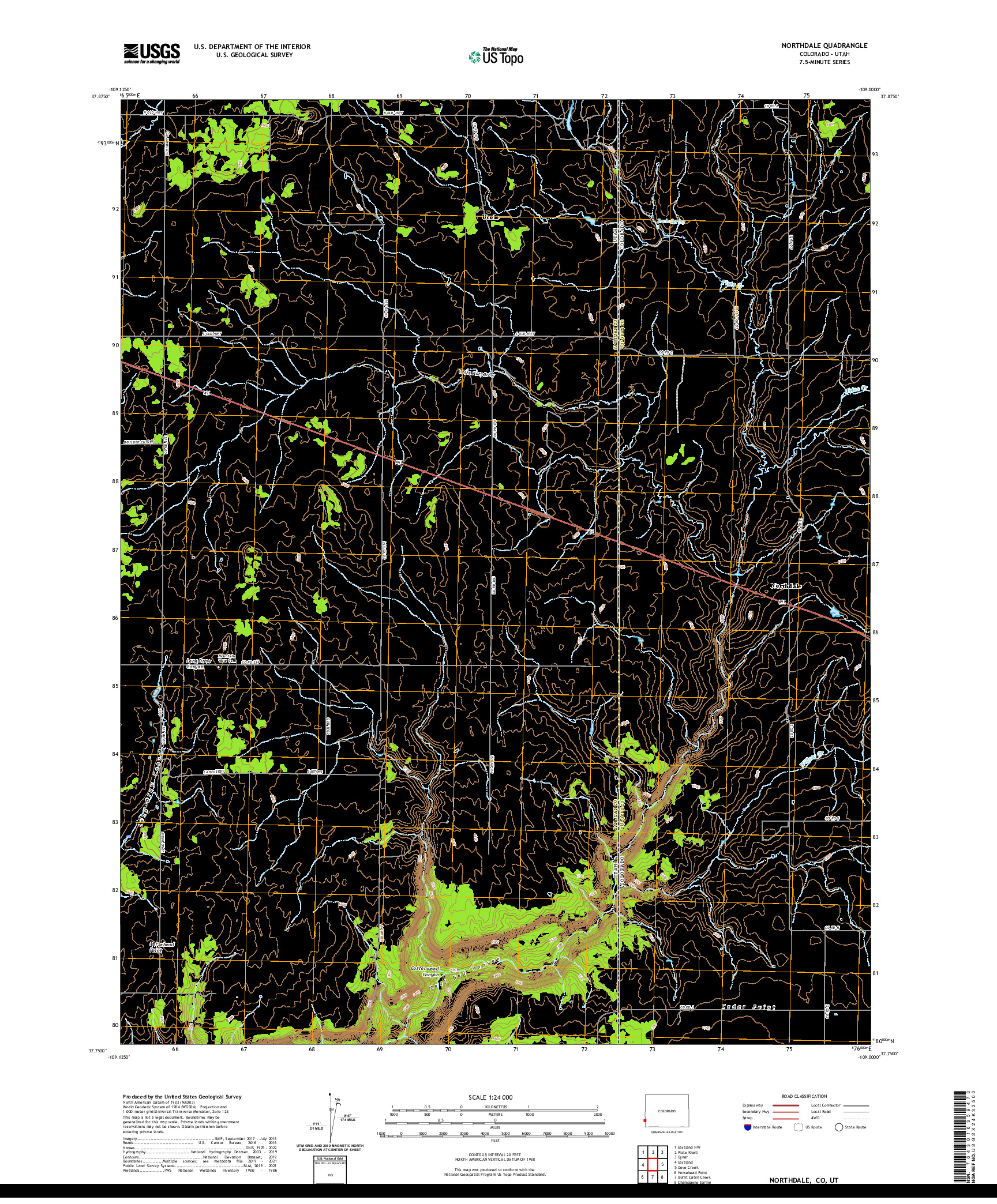 US TOPO 7.5-MINUTE MAP FOR NORTHDALE, CO,UT