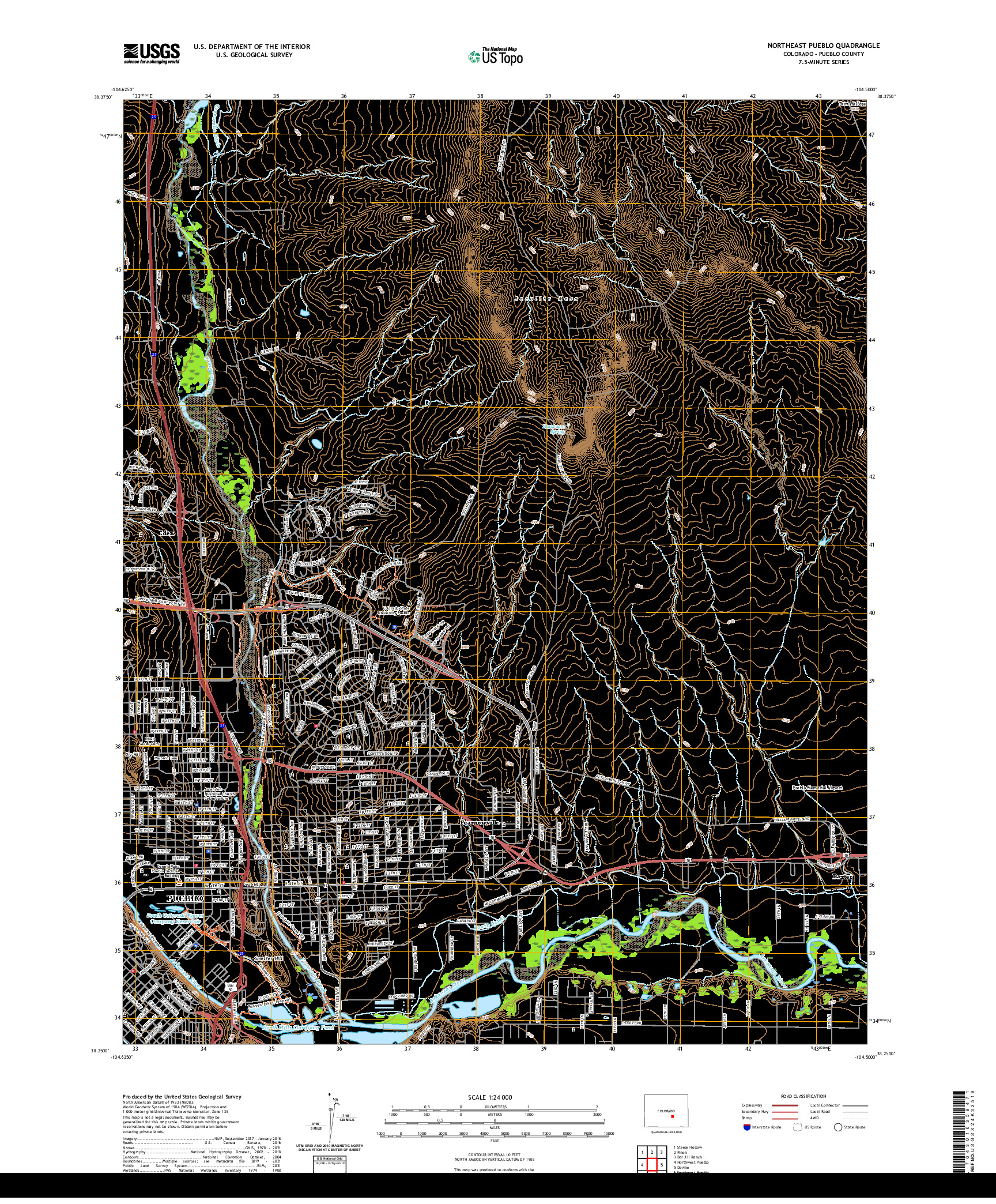 US TOPO 7.5-MINUTE MAP FOR NORTHEAST PUEBLO, CO